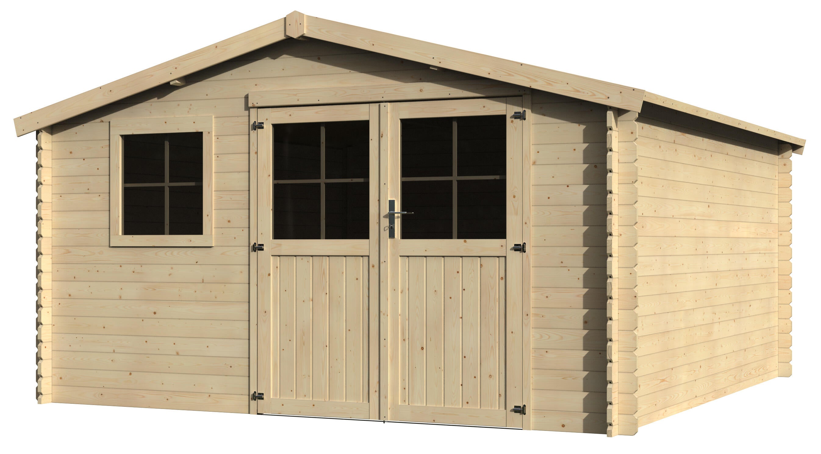 caseta de madera new floran de 4144x234x4025 cm y 1584 m2 con 28 mm espesor y doble puerta abatible decor et jardin