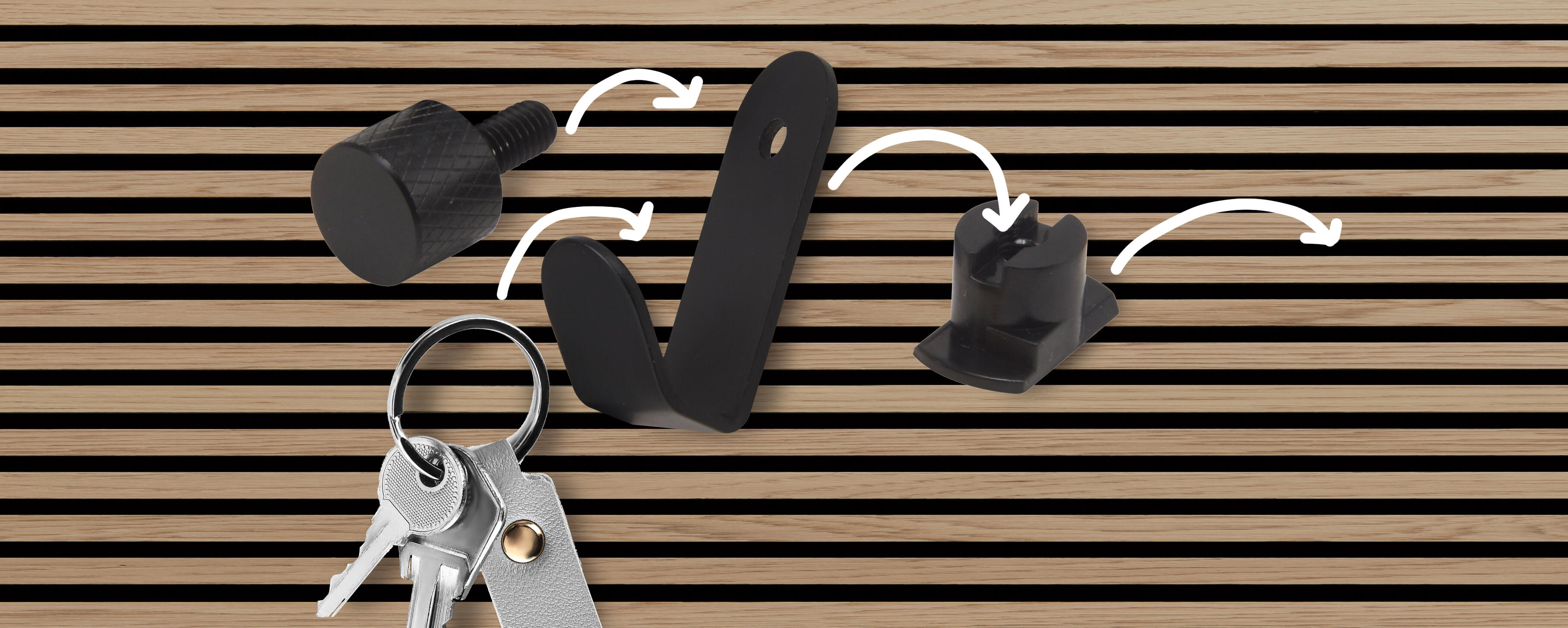 Gancio appendiabiti da avvitare FibroTech in acciaio nero satinato 2 ganci L 5 x H 2.5 cm - 5