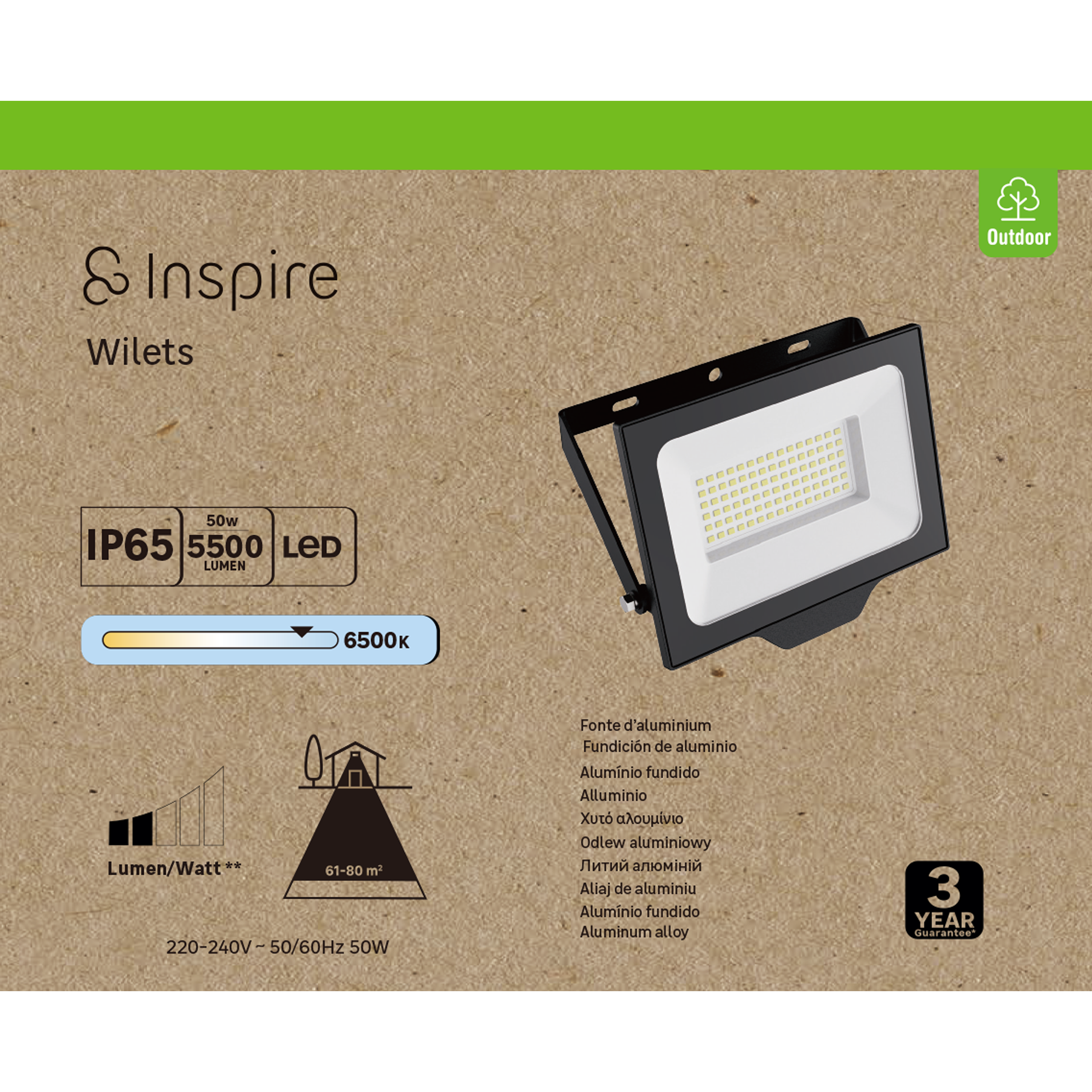 Projecteur extérieur LED, 5500 lumens, blanc froid, Wilets INSPIRE noir - 7