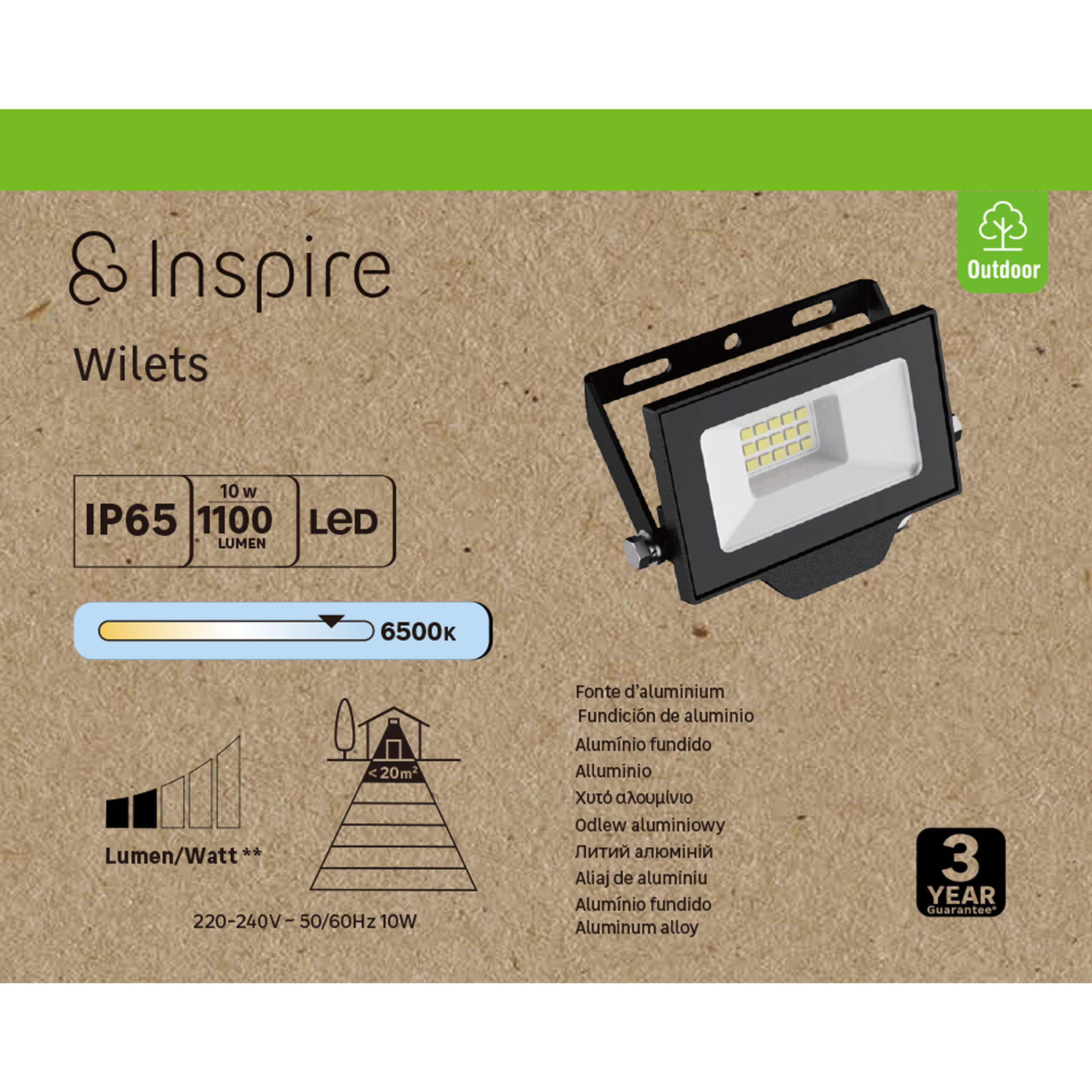 Projecteur extérieur LED, 1061 lumens, blanc froid, Wilets INSPIRE noir - 4
