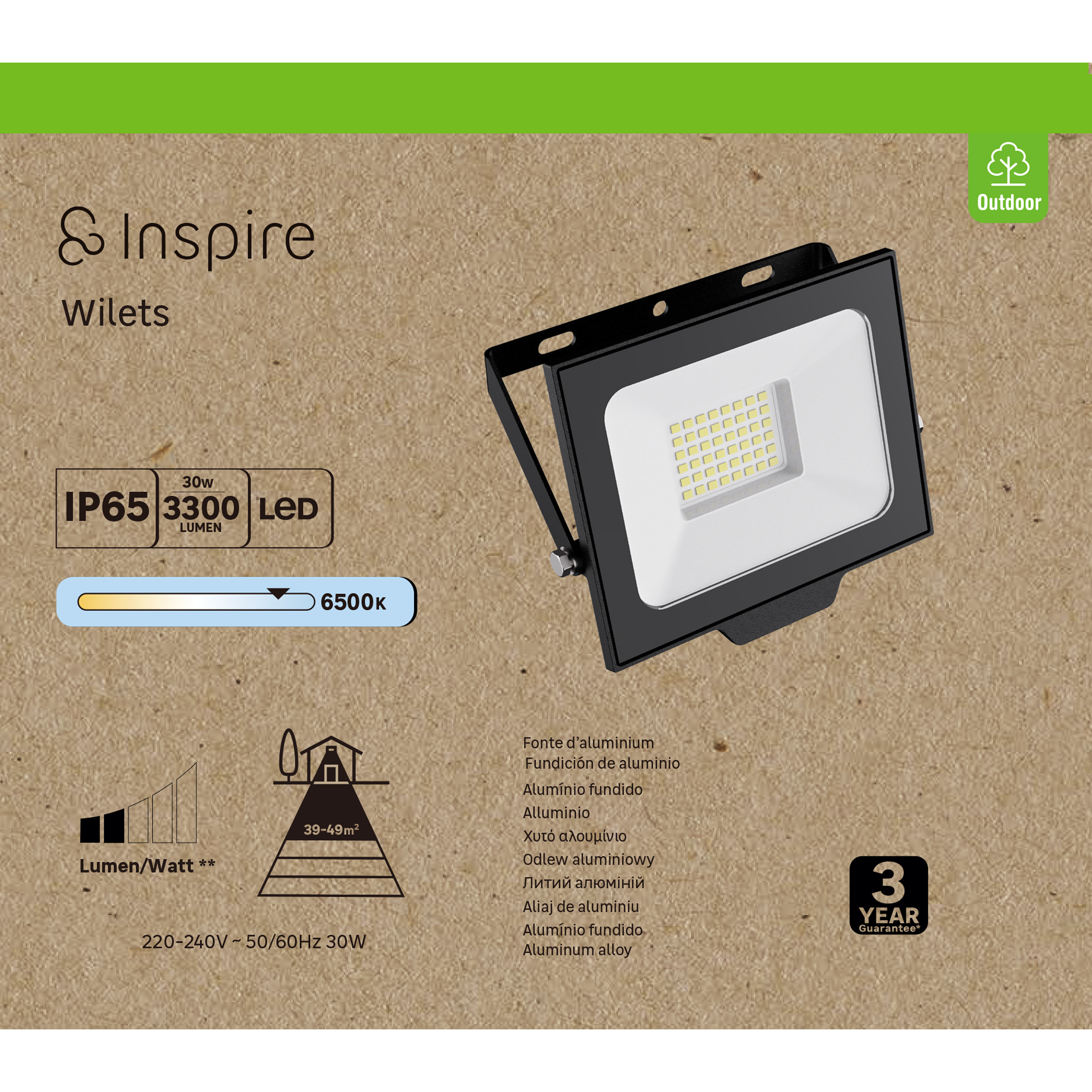 Projecteur extérieur LED, 3350 lumens, blanc froid, Wilets INSPIRE noir - 7
