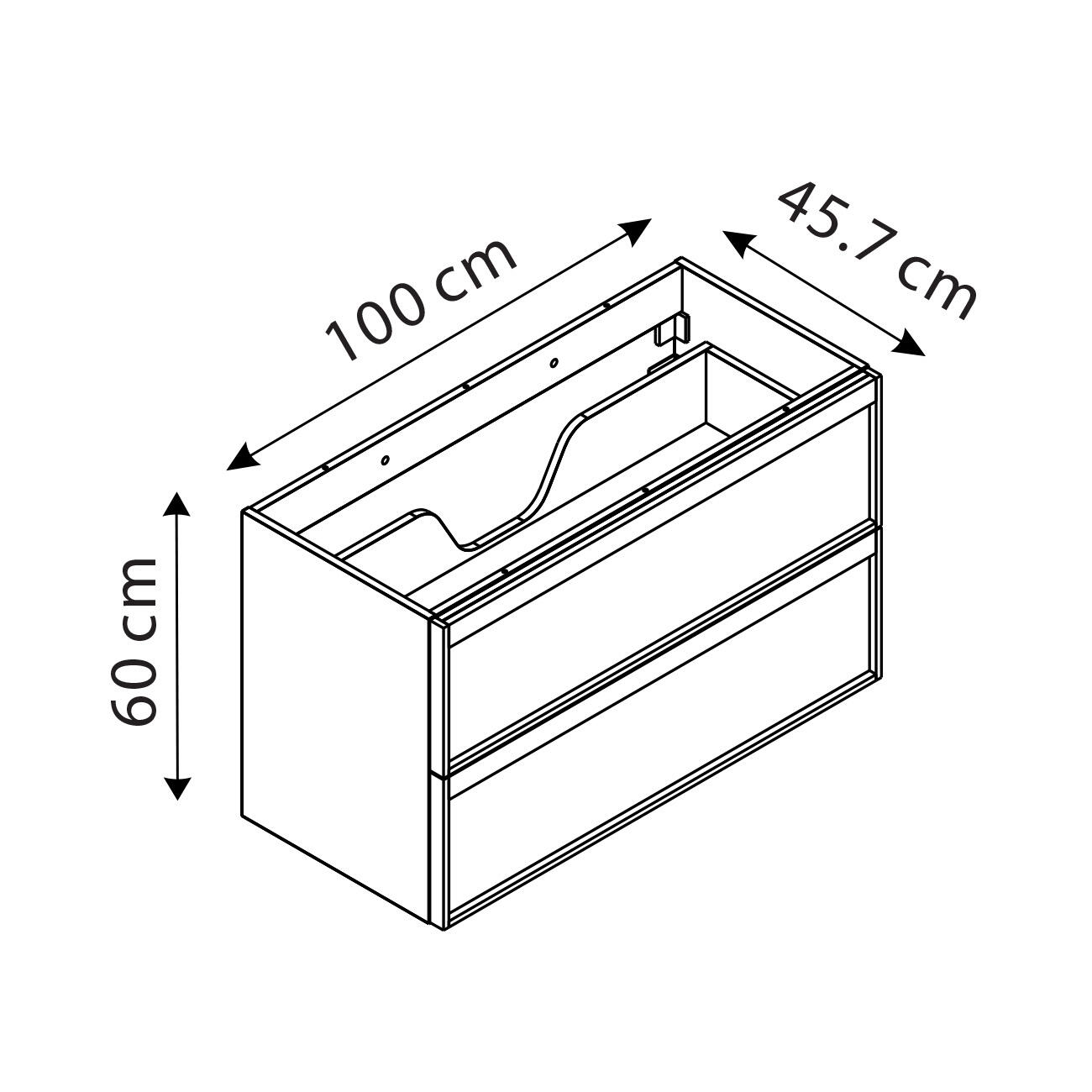Meuble sous-vasque 2t L.100cm x H.60cm x P.45.7cm plaqué chêne naturel Scala - 7