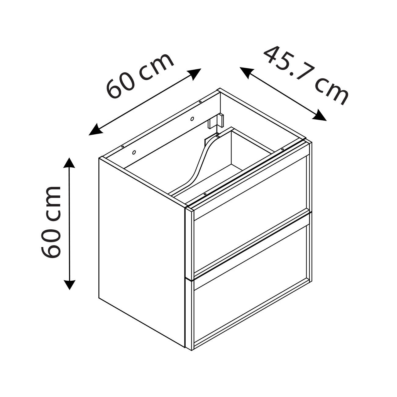 Meuble sous-vasque L.60cm x H.60cm x P.45.7cm plaqué chêne naturel Scala - 7