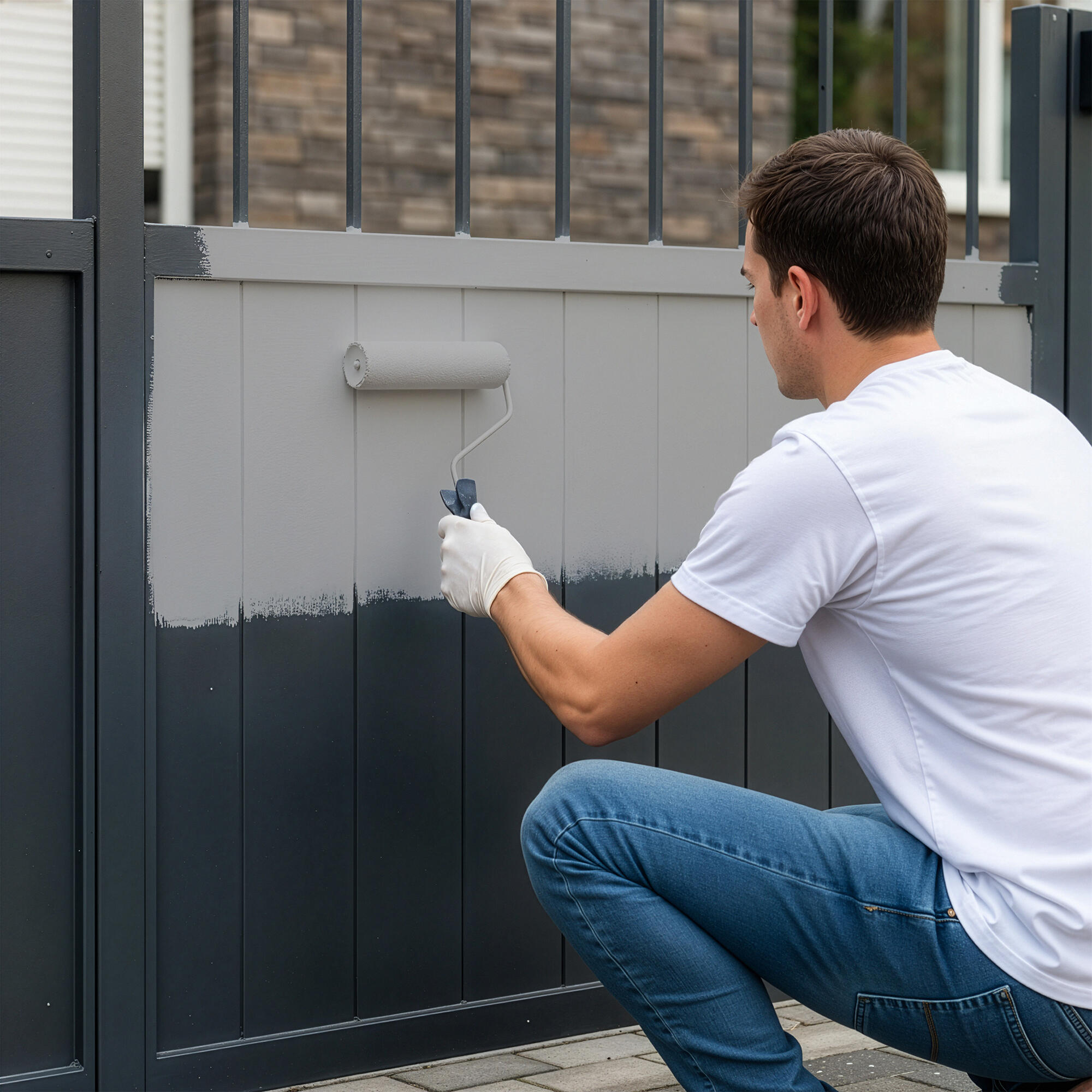 Pintura exterior color granit3 para hierro, puerta LUXENS satinado 500ml base agua antigoteo - 5