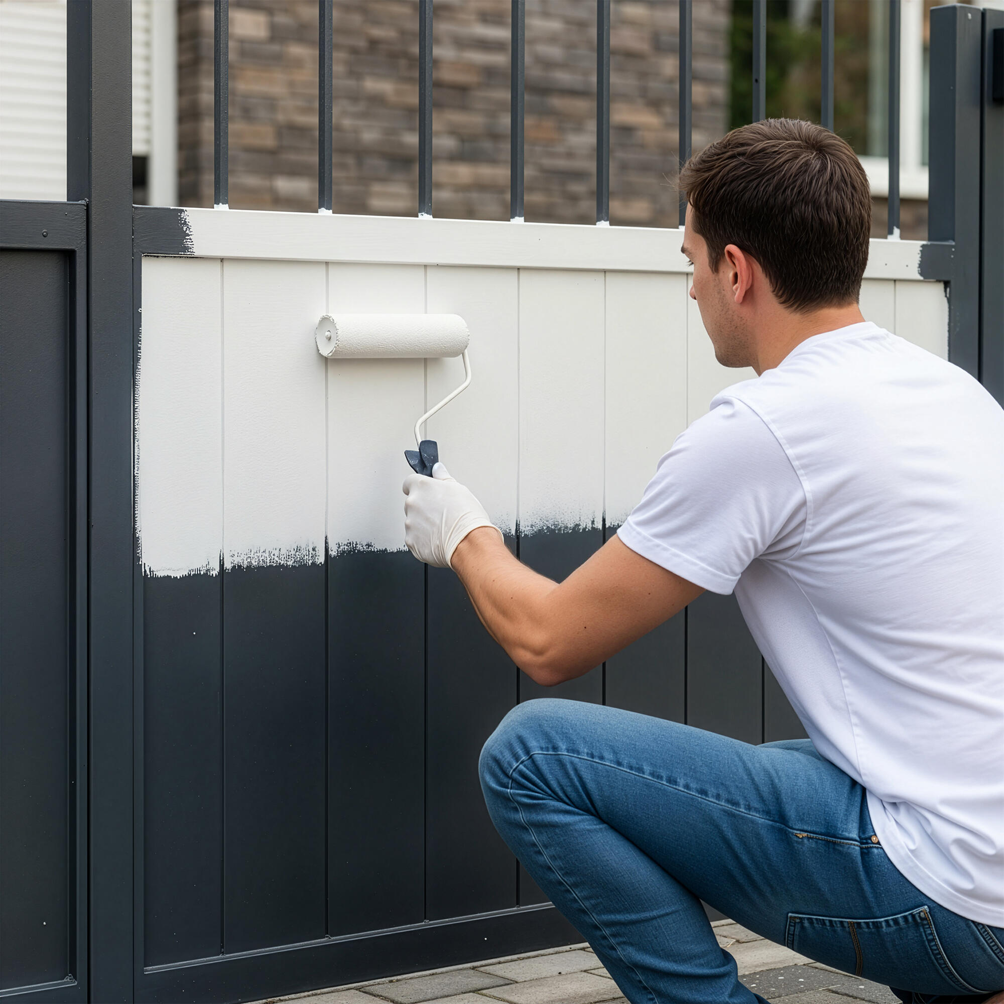 Pintura exterior color white para hierro, puerta LUXENS satinado 1.5L base agua antigoteo - 5