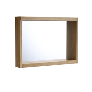 Miroir Rectangulaire Mural, Support en Métal et Cadre en Bois, miroir