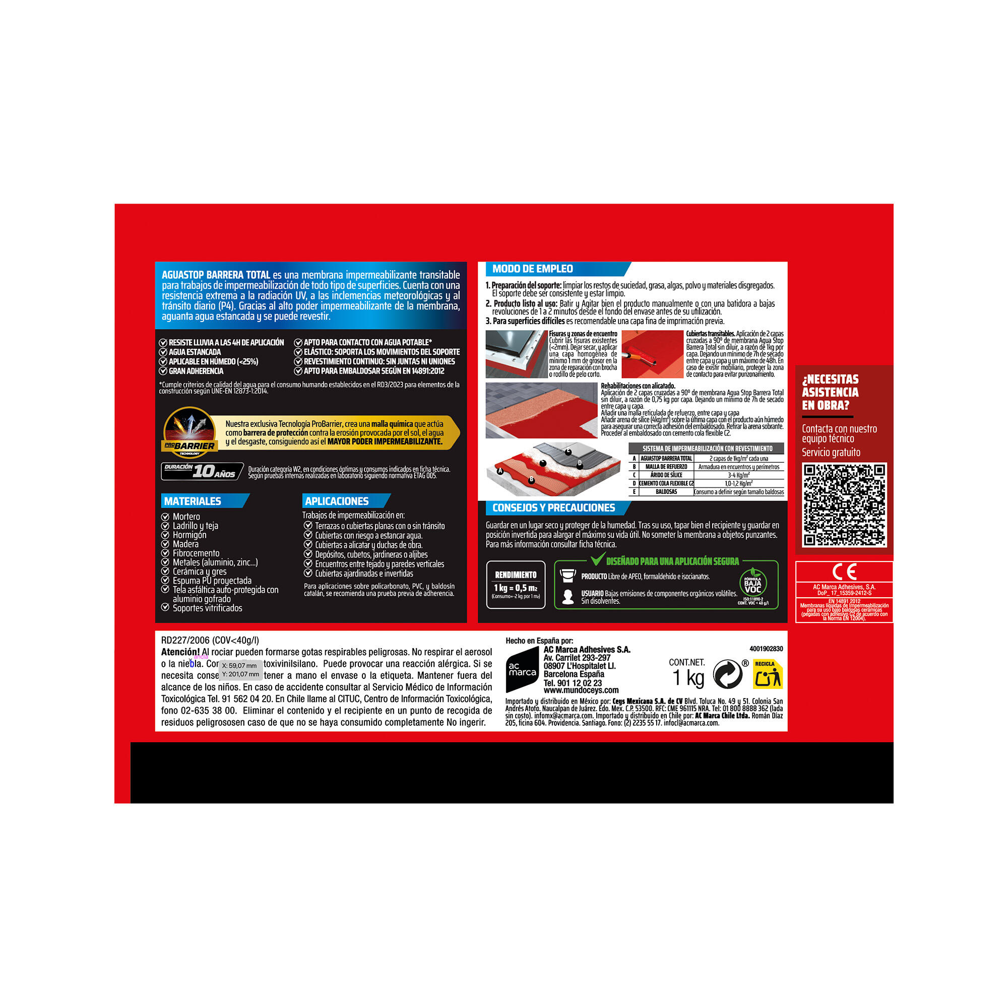 Pintura impermeabilizante exterior AGUASTOP Barrera Total color gris para tejados, terrazas de multimaterial 1KG. Poliuretano. Para impermeabilizar. - 9