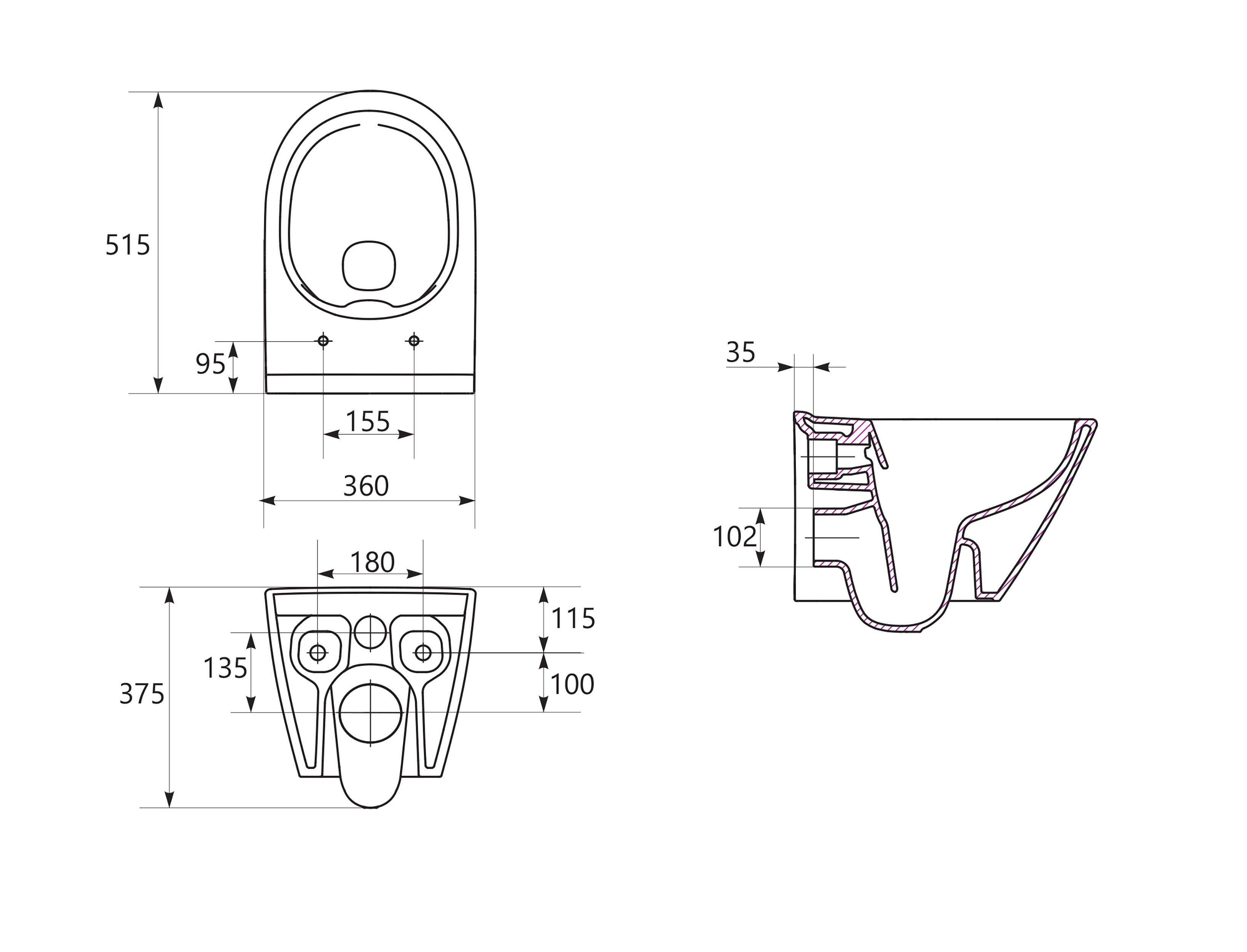 Zestaw podtynkowy WC Selva bezkołnierzowy Cersanit - 4