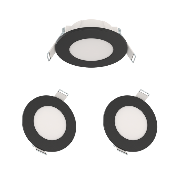 3 spots encastrés LED salle de bain IP65 BBC Kilia CCT, INSPIRE noir