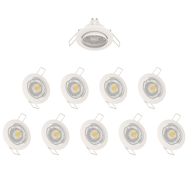 Kit 10 spot encastrés GU10 Clane orientable 450Lumens blanc neutre INSPIRE blanc