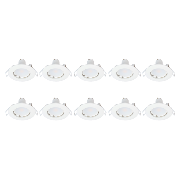 10 focos de encastrar com lâmpada GU10 Recess 340lm IP20