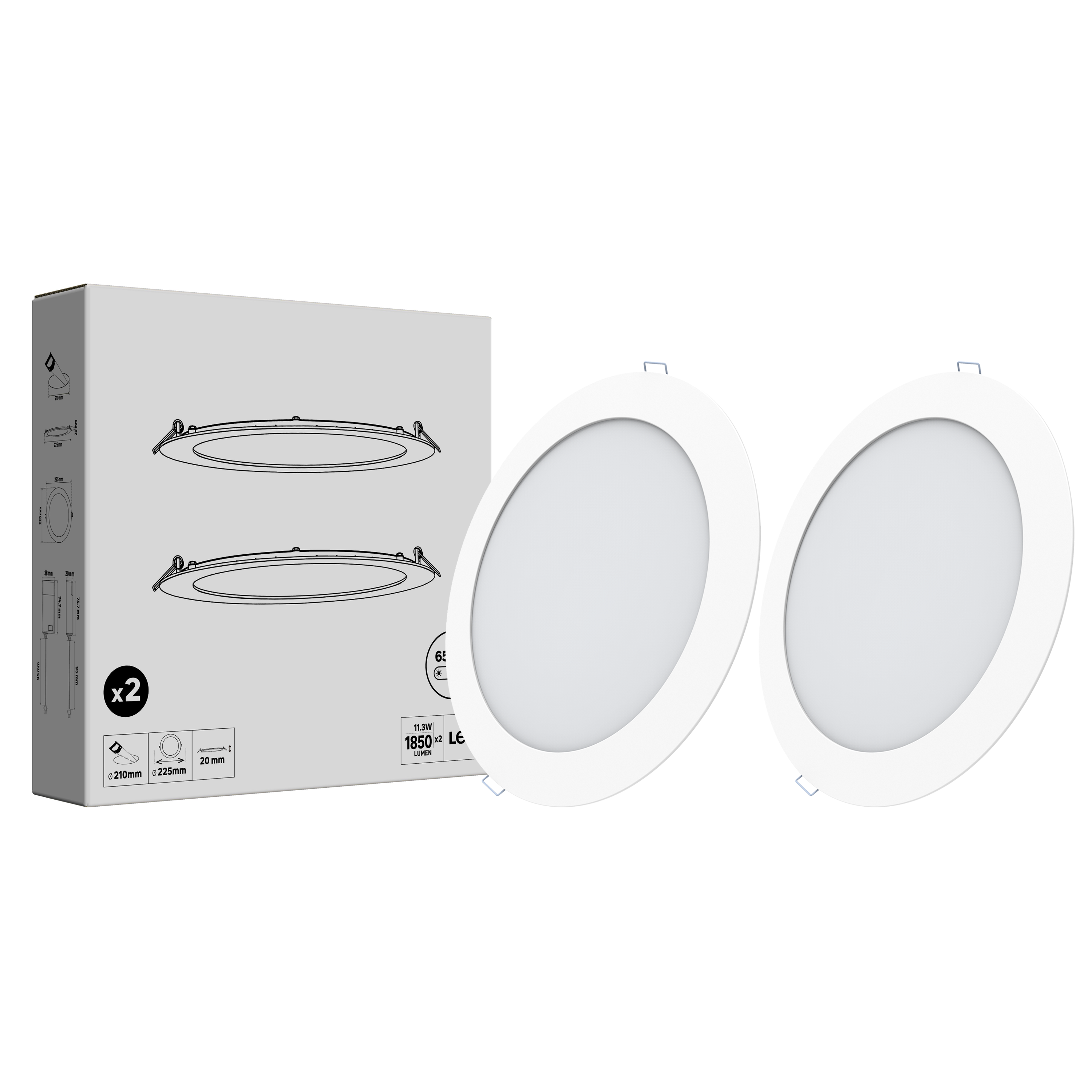 Leroy Merlin Pack De 2 Downlight Led Empotrable Redondo 11.3 Lm 13 W Luz Frío 6500K Ip20, Foco Led Empotrado Para Techos Blanco 