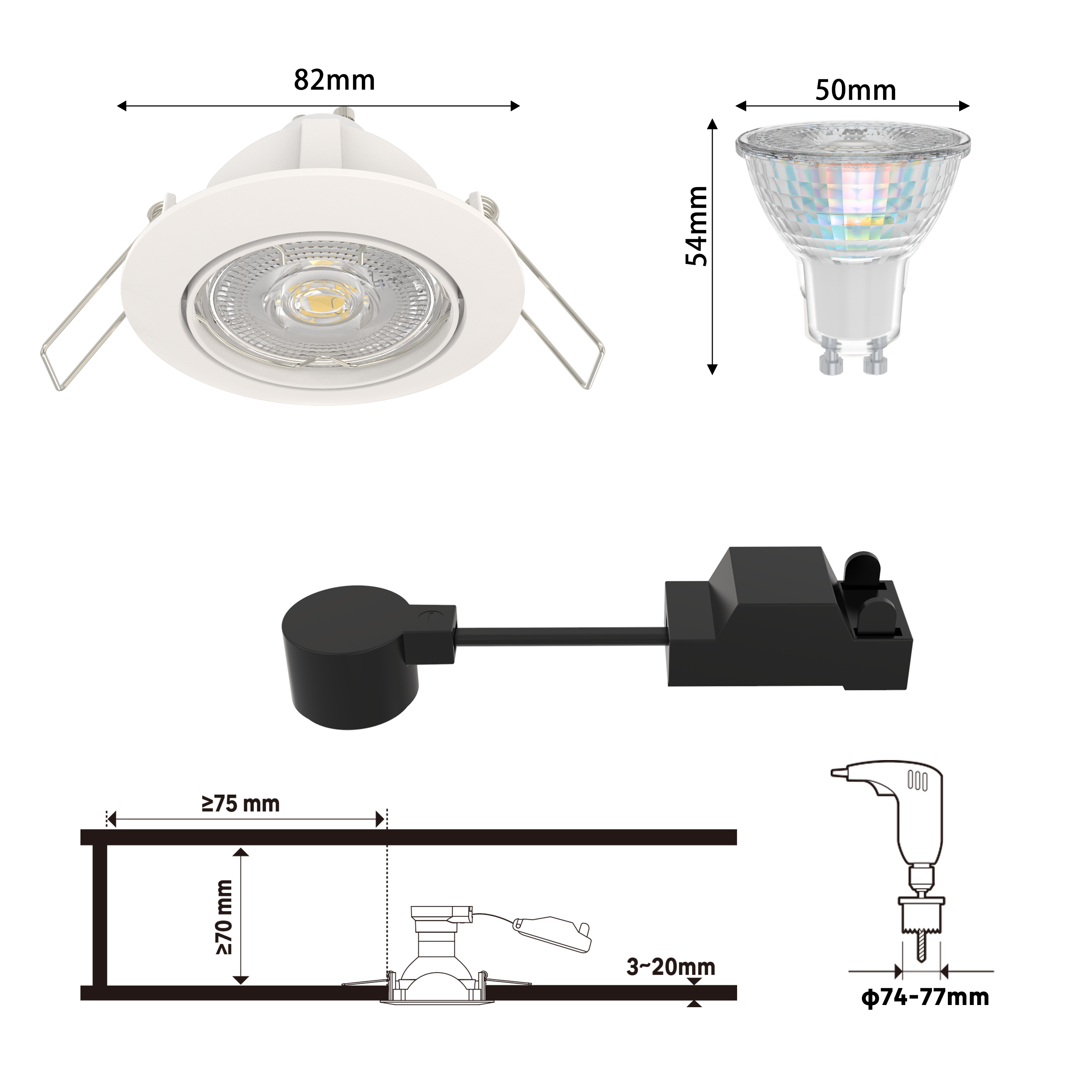 10 spots encastrés GU10 Clane orientable blanc neutre INSPIRE rond blanc - 5