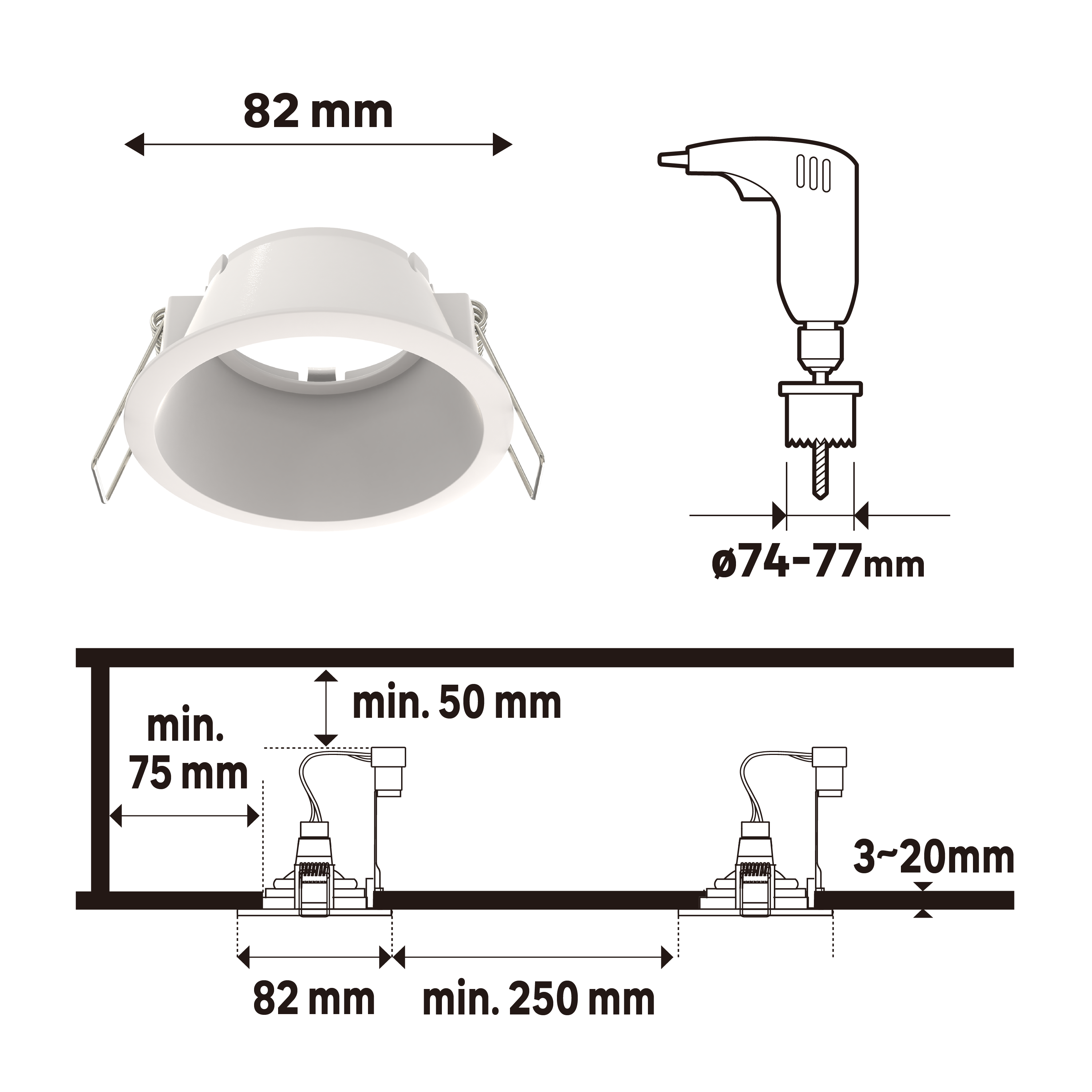Downlight empotrable blanco redondo pintado compatible con bombilla GU10 INSPIRE Dome ø8.2 cm IP20 - Foco empotrable para techos - 4