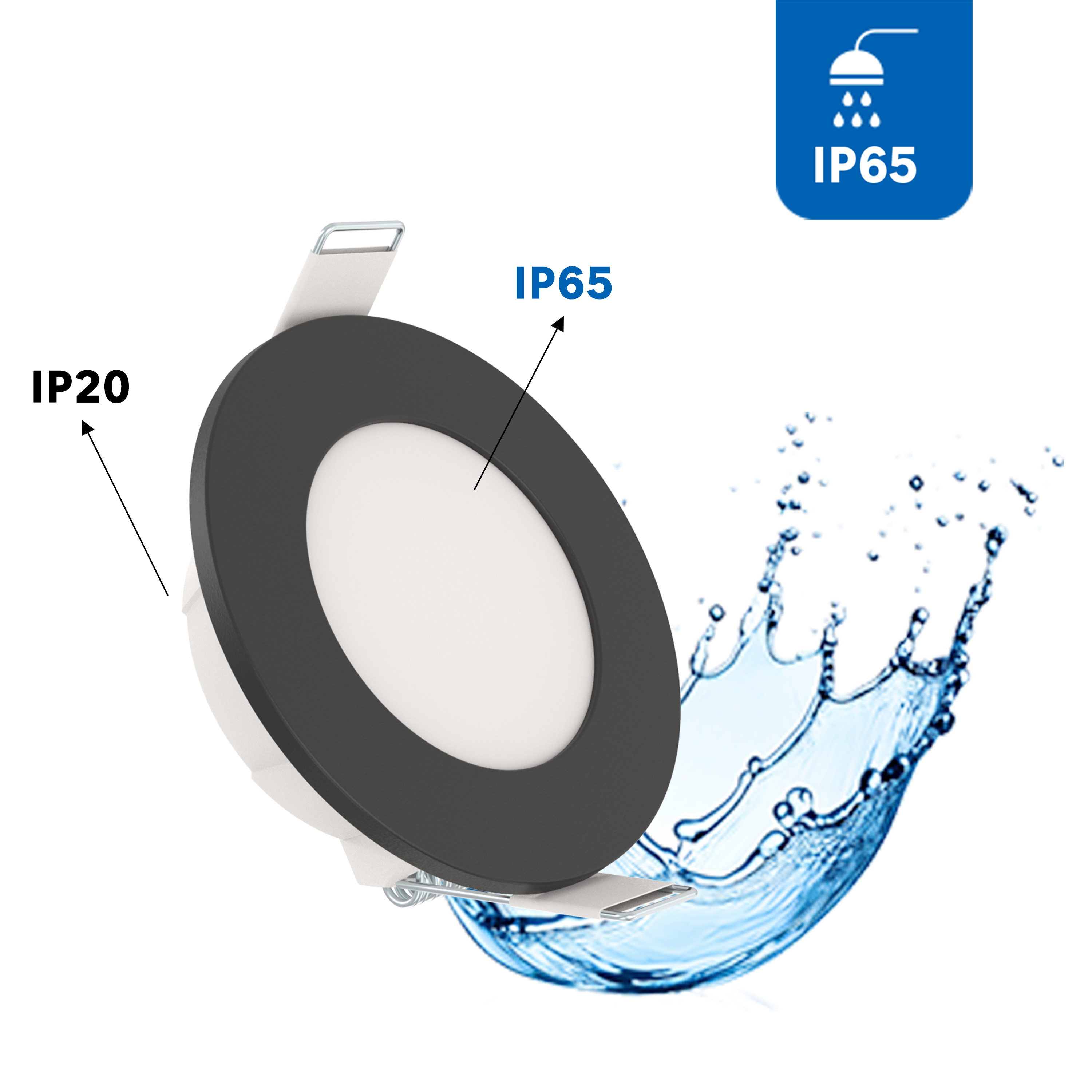 3 spots encastrés LED salle de bain IP65 BBC Kilia CCT, INSPIRE noir - 2