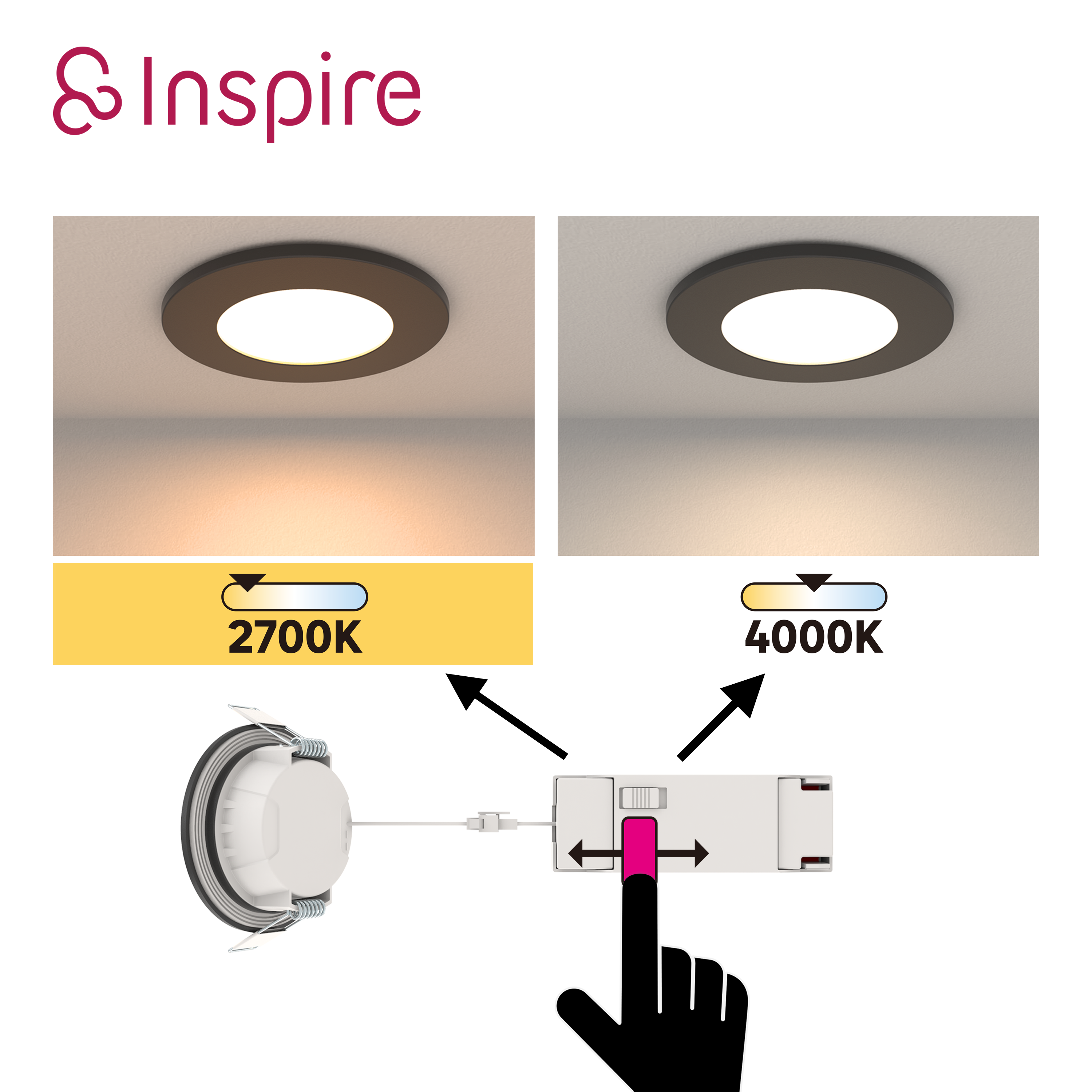 3 spots encastrés LED salle de bain IP65 BBC Kilia CCT, INSPIRE noir - 4
