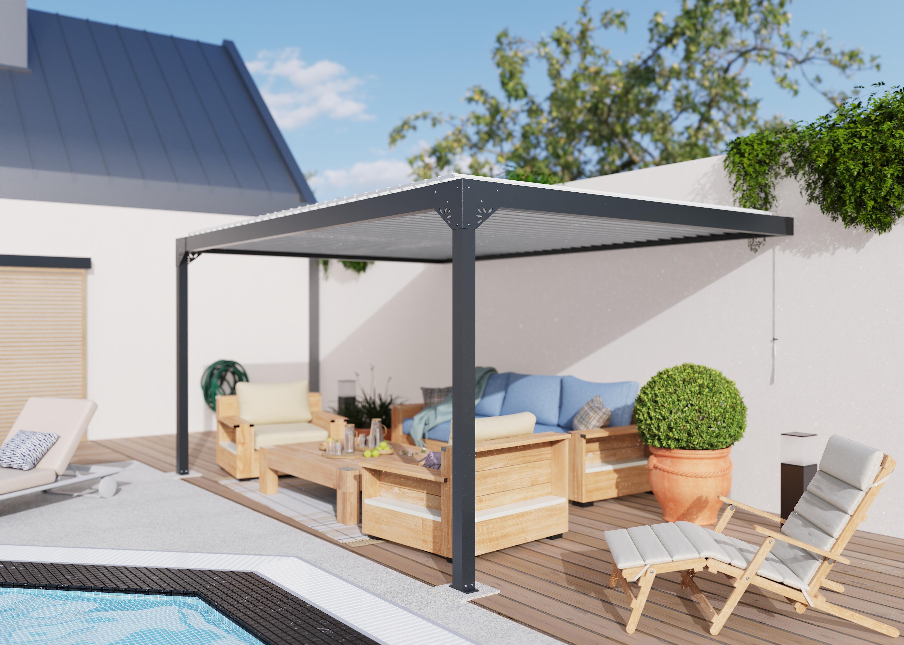 Pack 2 refuerzos para pérgola caleta adosada gris - 6
