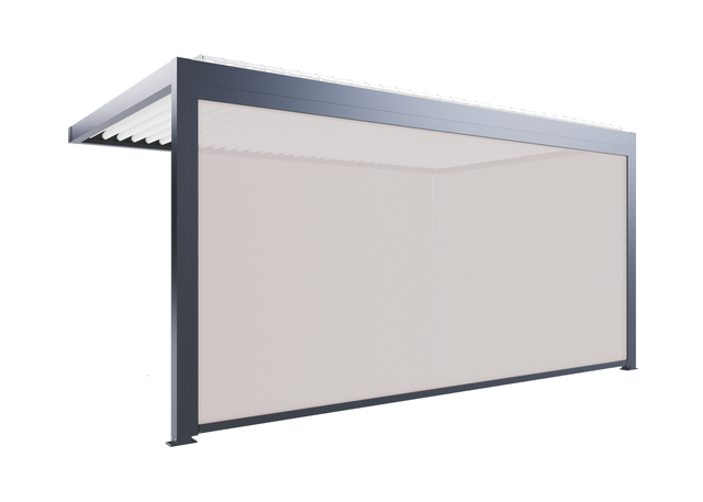 Store façade zippé TIERAL pour pergola Caleta 5m gris 7016 sablé