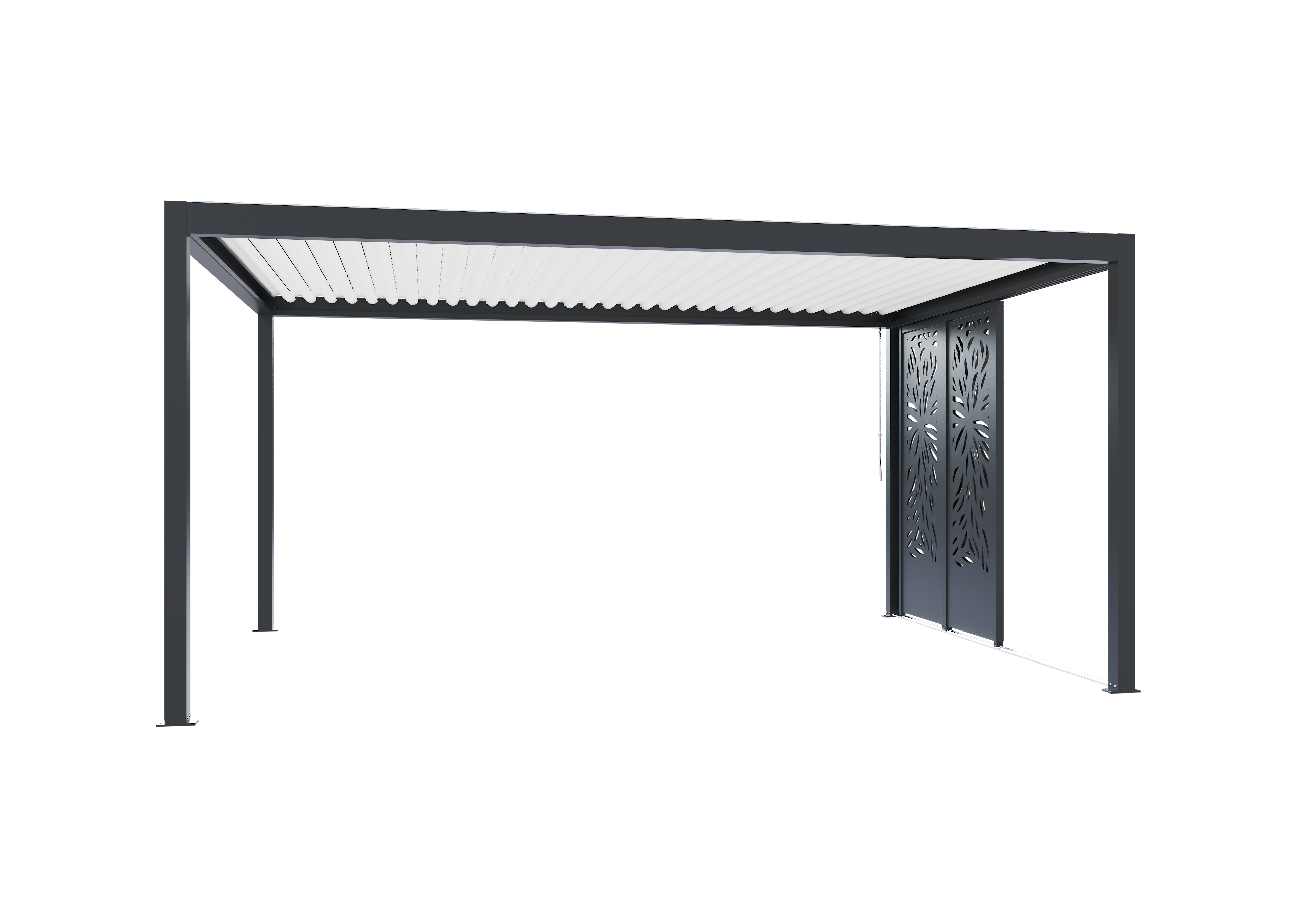 Paroi déco coulissante latérale 3m50 pour pergola Caleta alu gris anthracite - 4