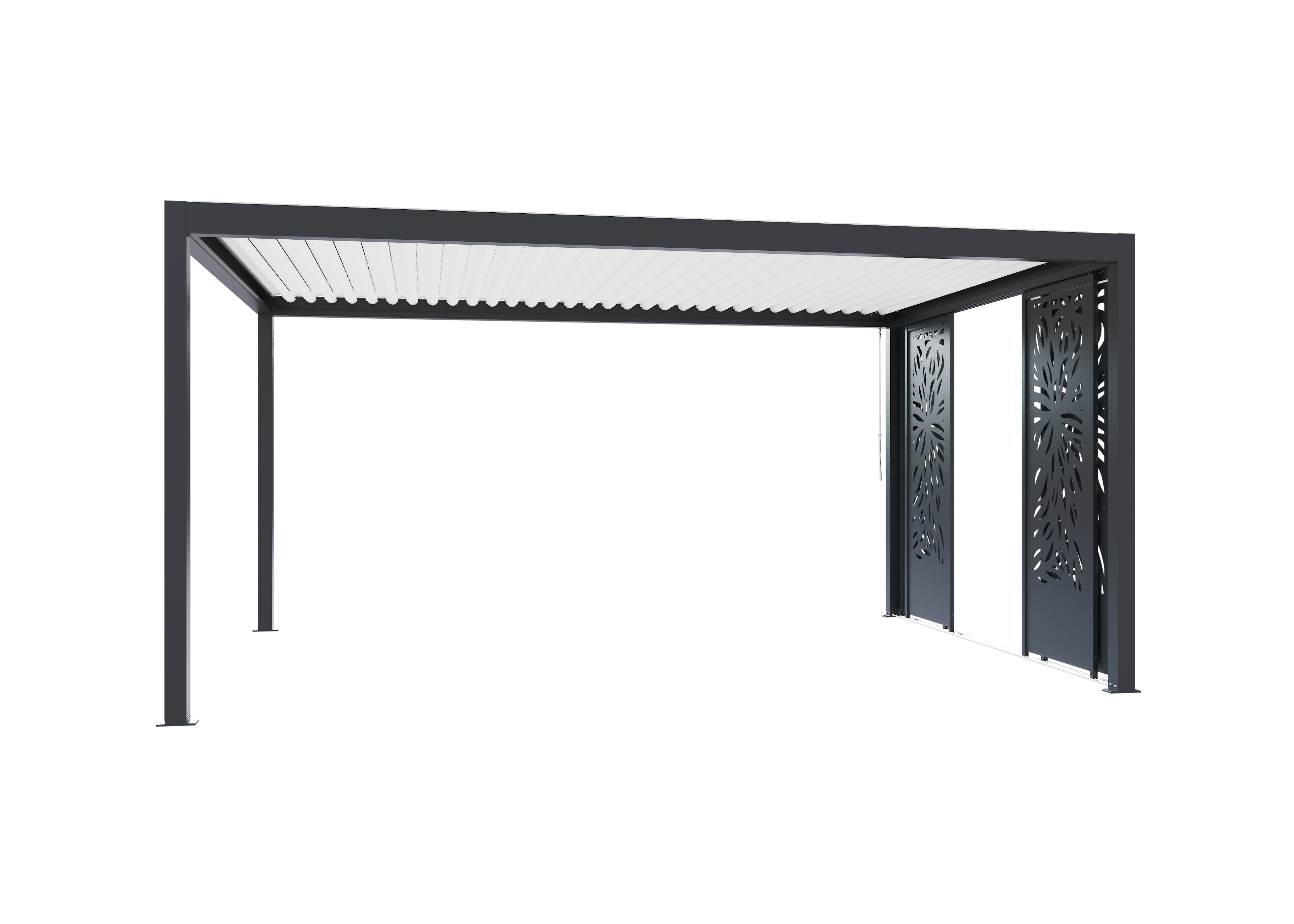 Paroi déco coulissante latérale 3m50 pour pergola Caleta alu gris anthracite - 3