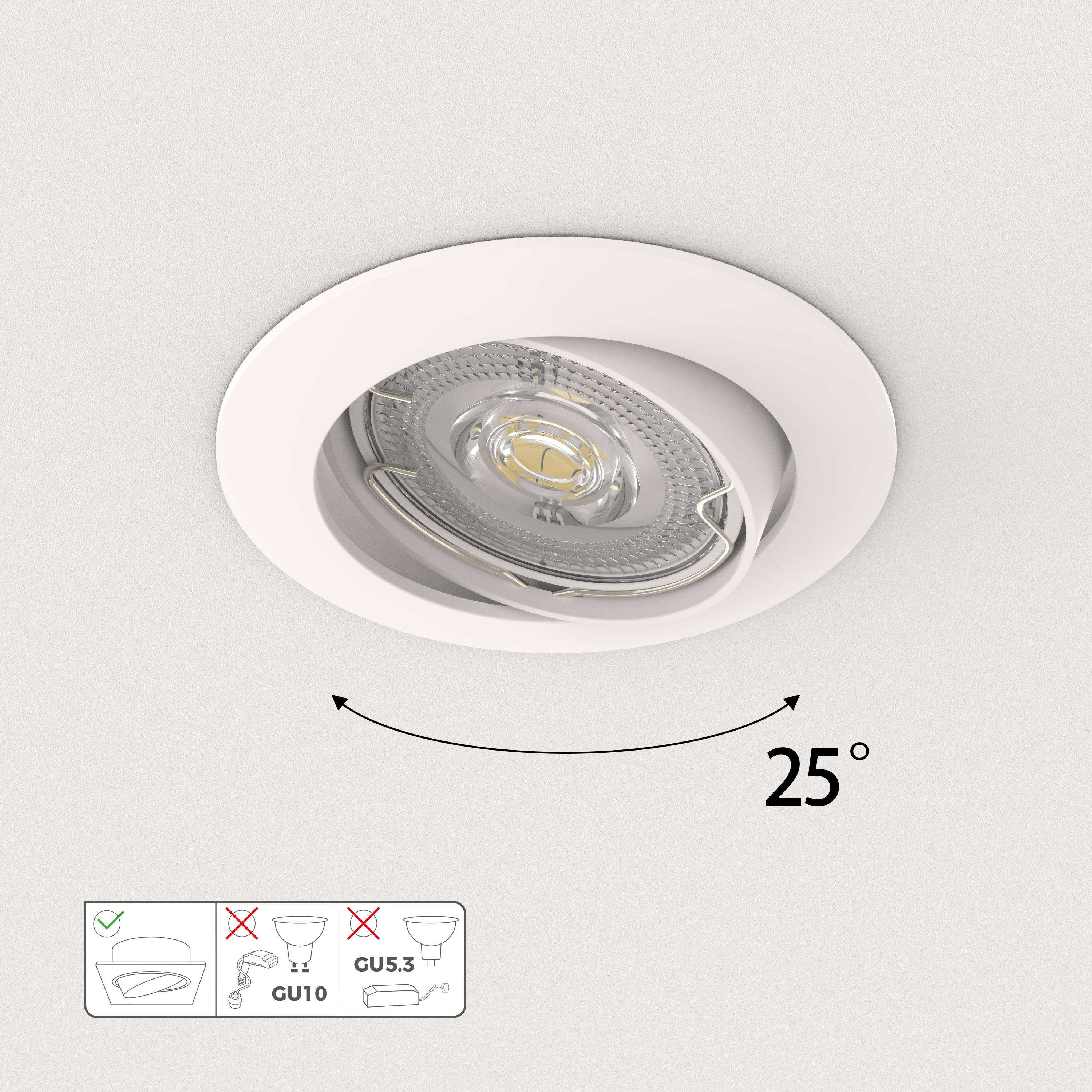 Downlight empotrable blanco redondo pintado compatible con bombilla GU10 orientable INSPIRE Clane ø8.2 cm IP20 - Foco empotrable para techos - 2