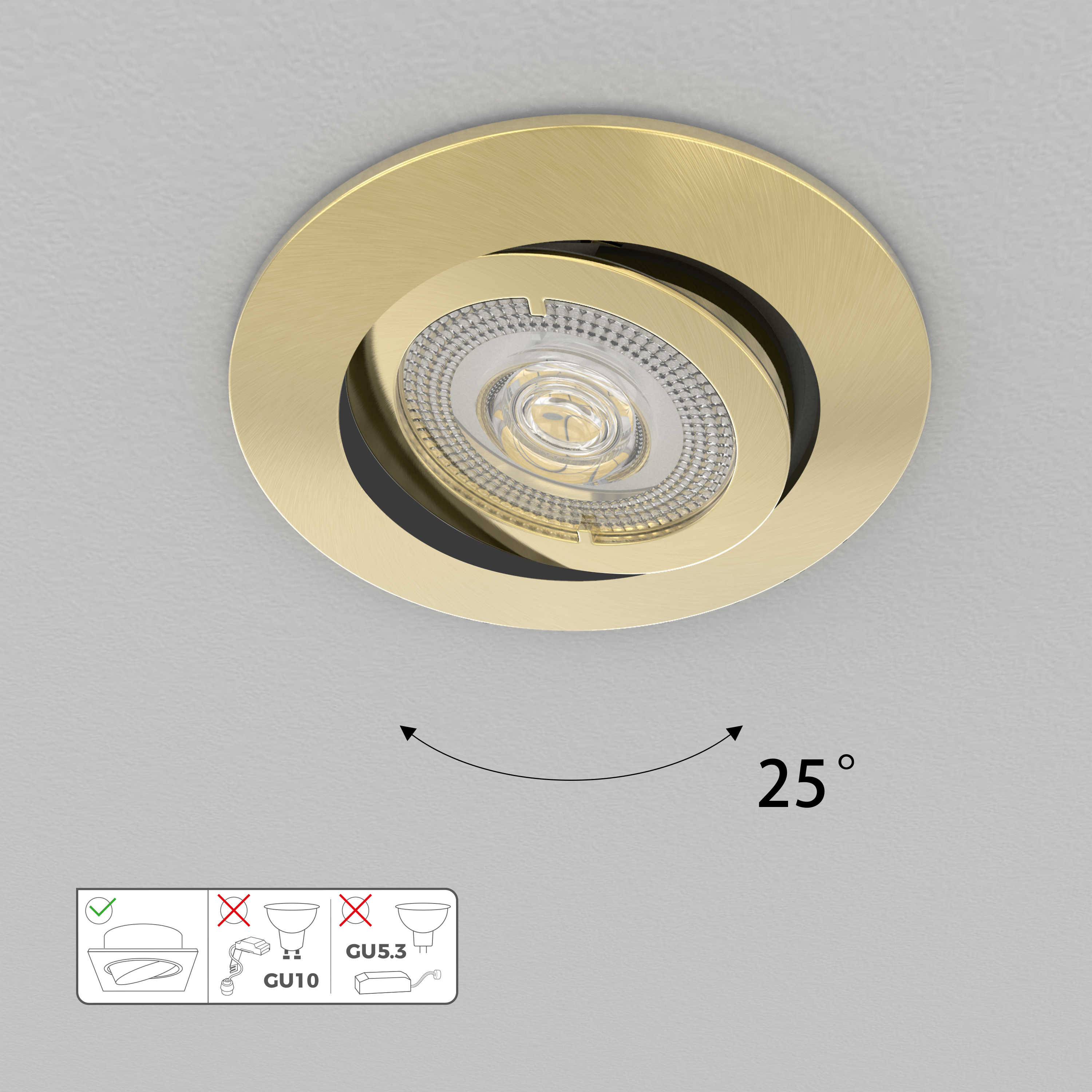 Anneau pour spot à encastrer orientable sans ampoule Bama INSPIRE rond laiton - 6
