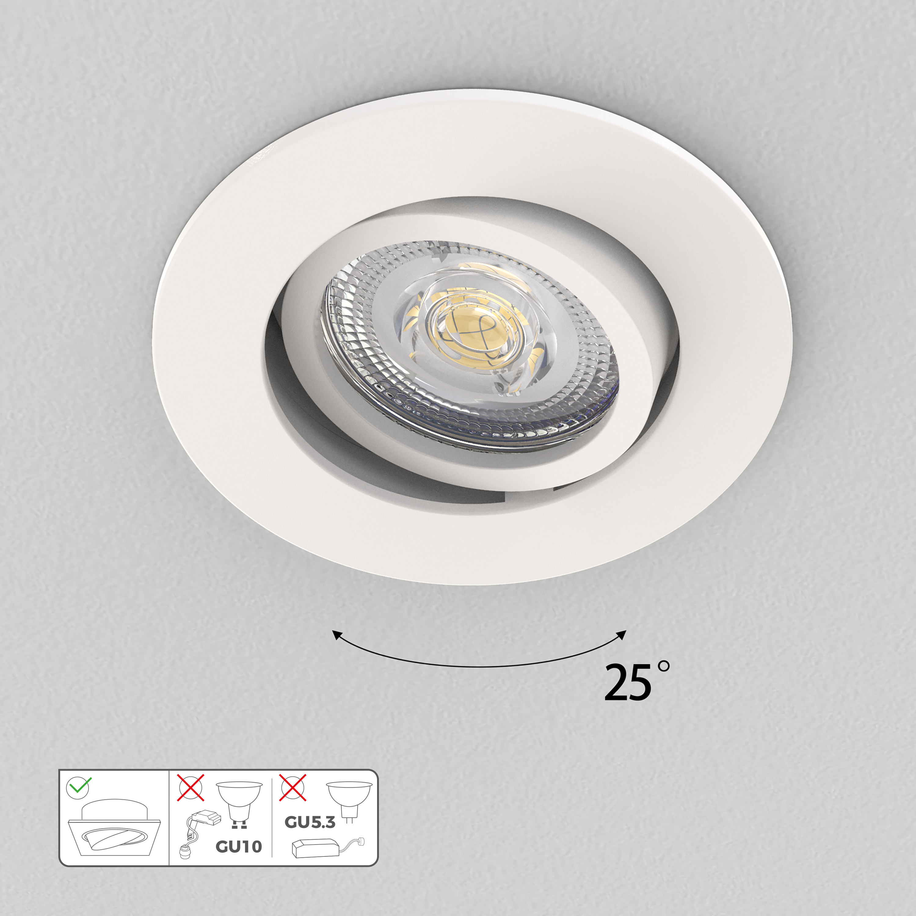 Anneau pour spot à encastrer salle de bains orientable IP44 Alitus INSPIRE blanc - 7