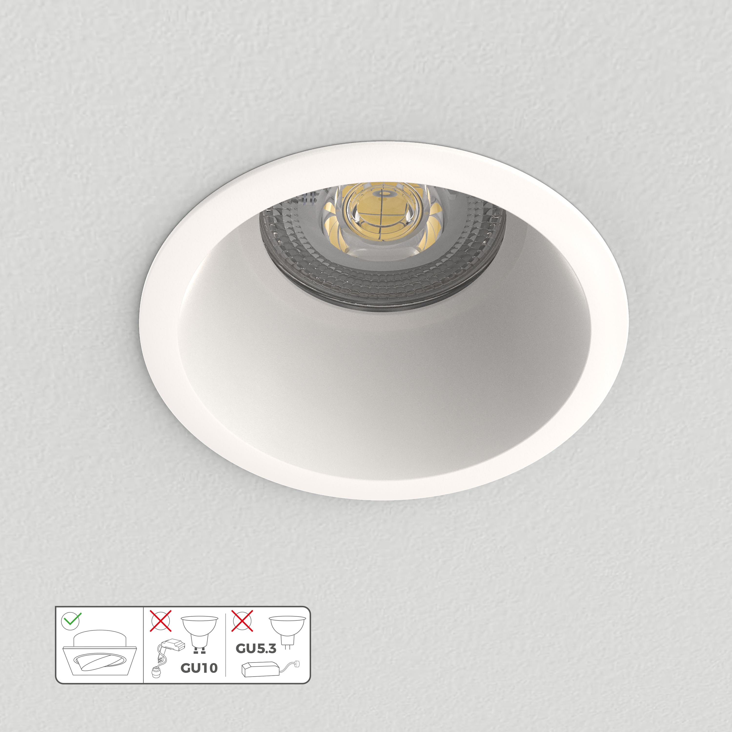 Downlight empotrable blanco redondo pintado compatible con bombilla GU10 INSPIRE Dome ø8.2 cm IP20 - Foco empotrable para techos - 3