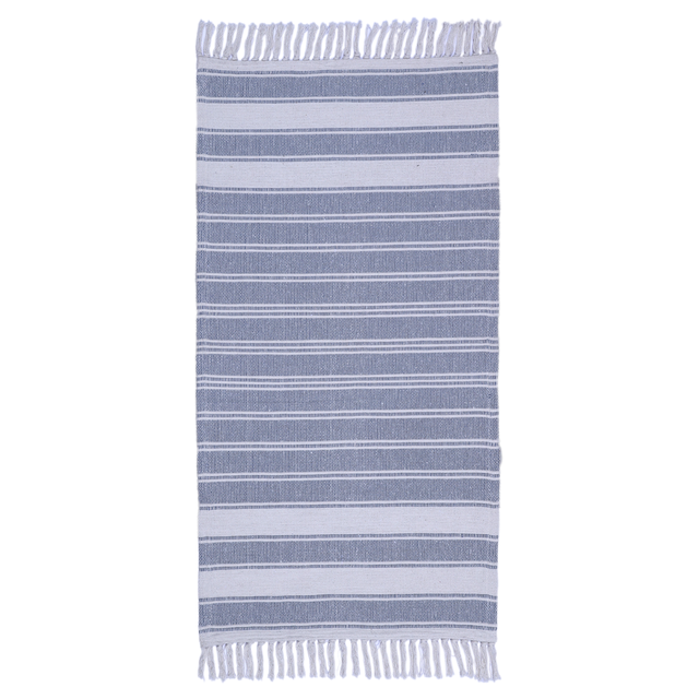 Alfombra pie de cama algodón Stripy 60x120cm tejido plano INSPIRE geométrico azul