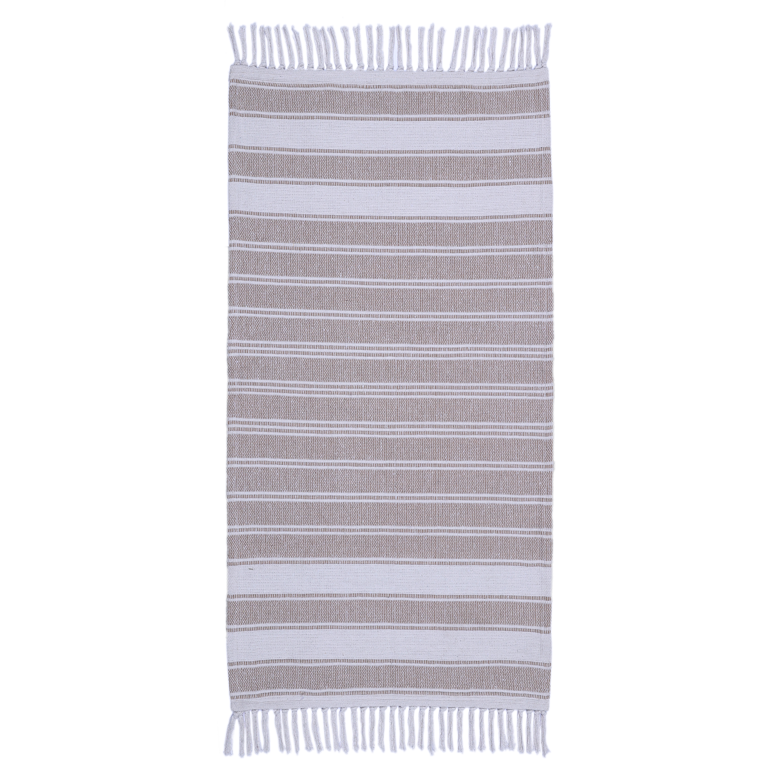Dywanik bawełniany Stripy cool beżowy 60 x 120 cm Inspire