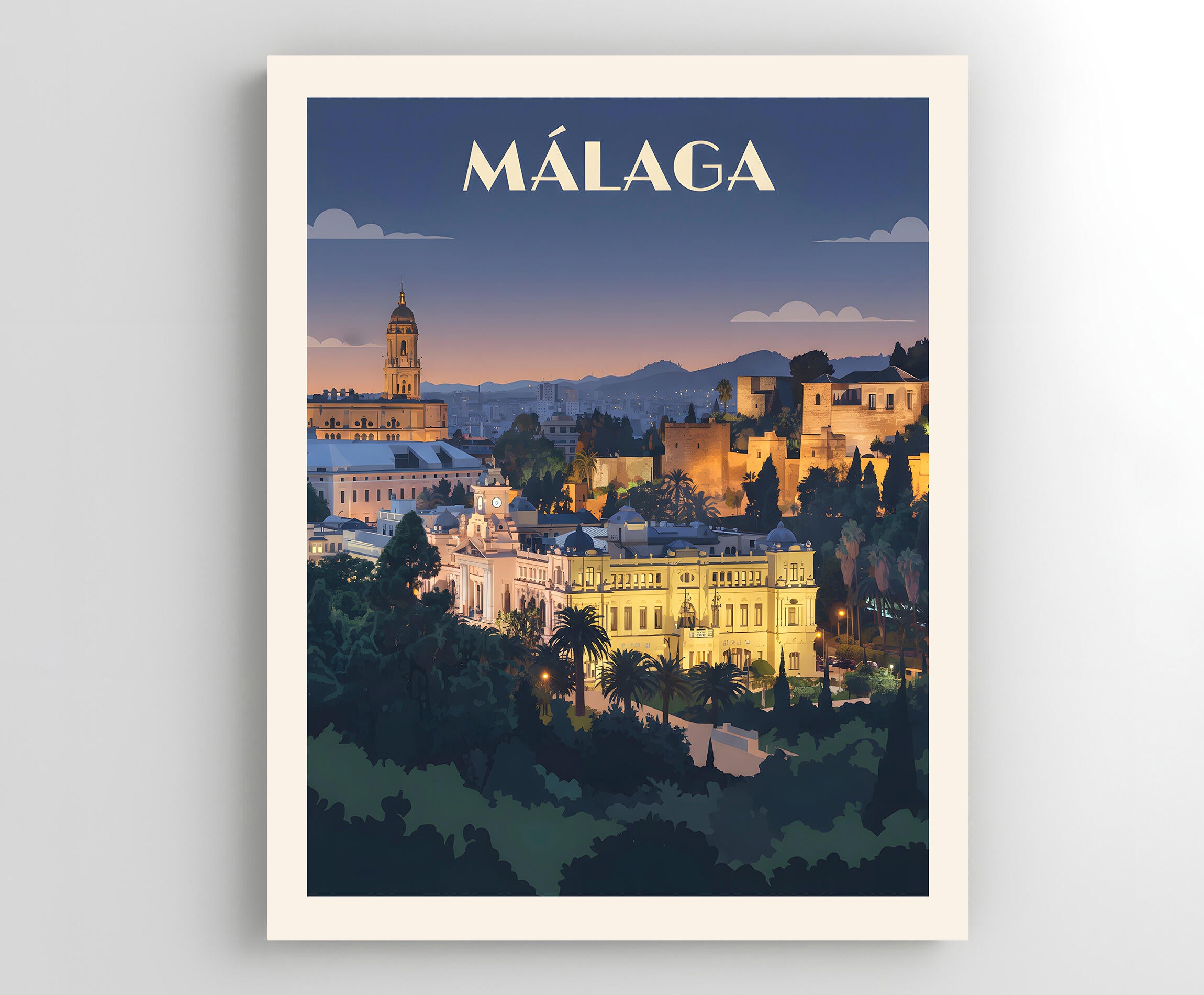 Pintura impresa sin marco Urban city de 40 x 50 cm. MDF Ciudad Retro Alcazaba Málaga multicolor - 2