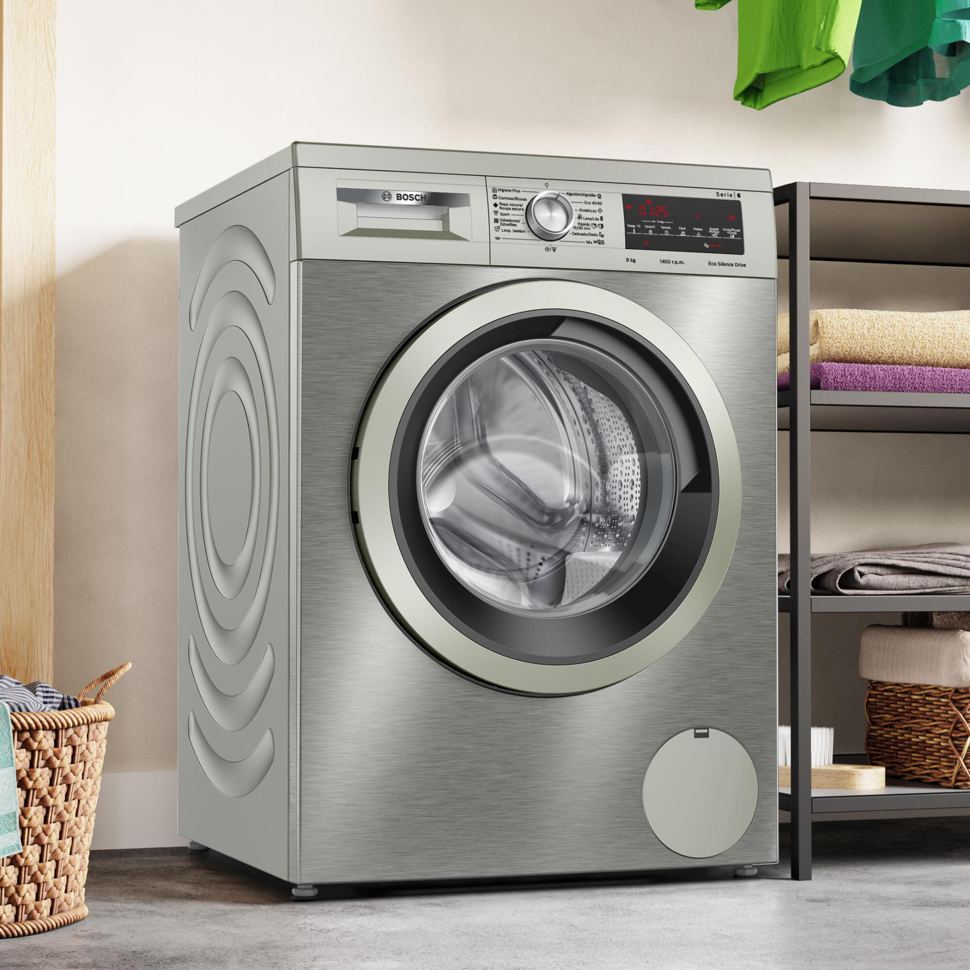 Lavadora BOSCH WUU28T6KES carga frontal 9 Kg 1400 rpm 13 programas clase A acero inoxidable - 4