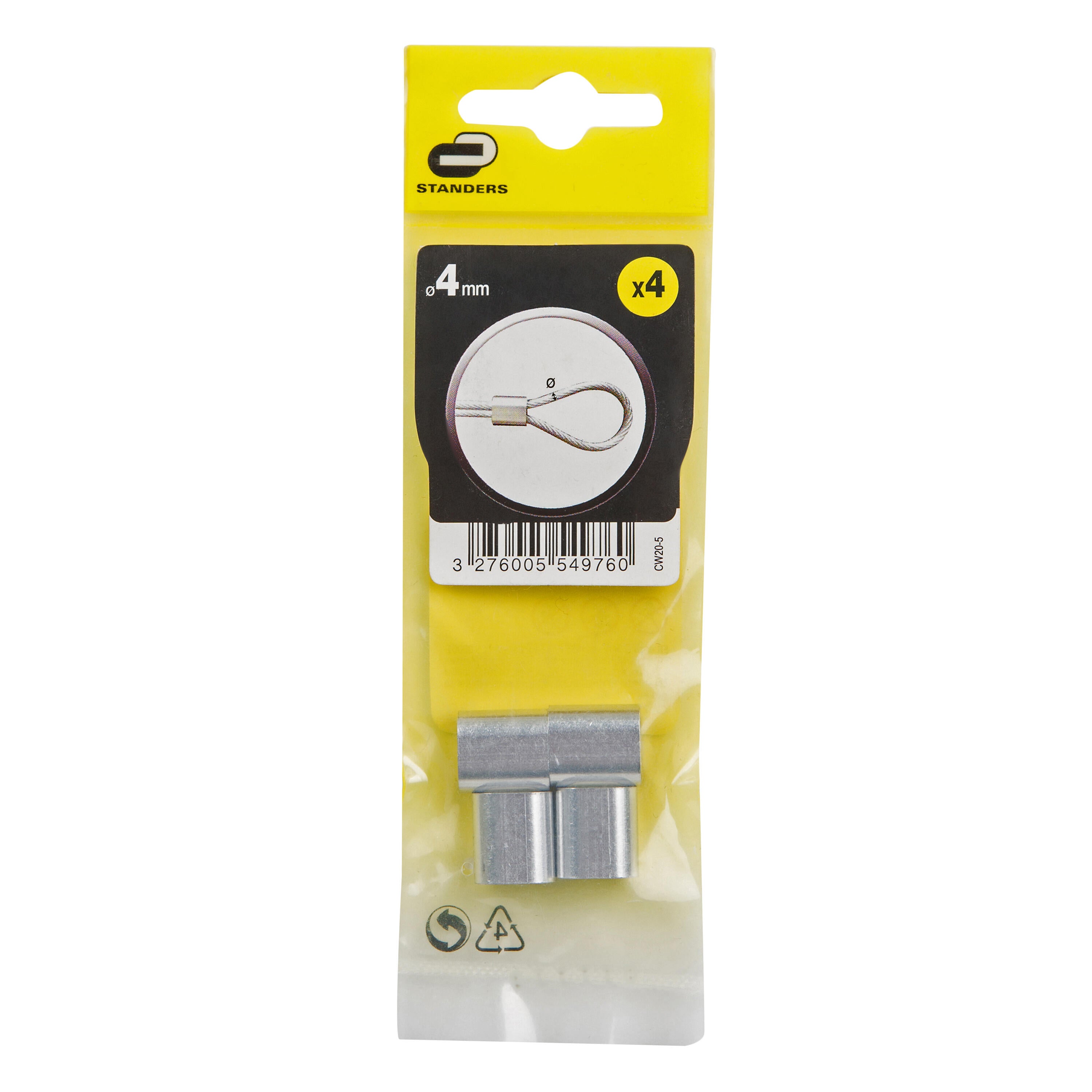 Manicotto serracavo STANDERS CW20-5X in alluminio zincato per cavo Ø 4 mm, 4 pezzi - 3
