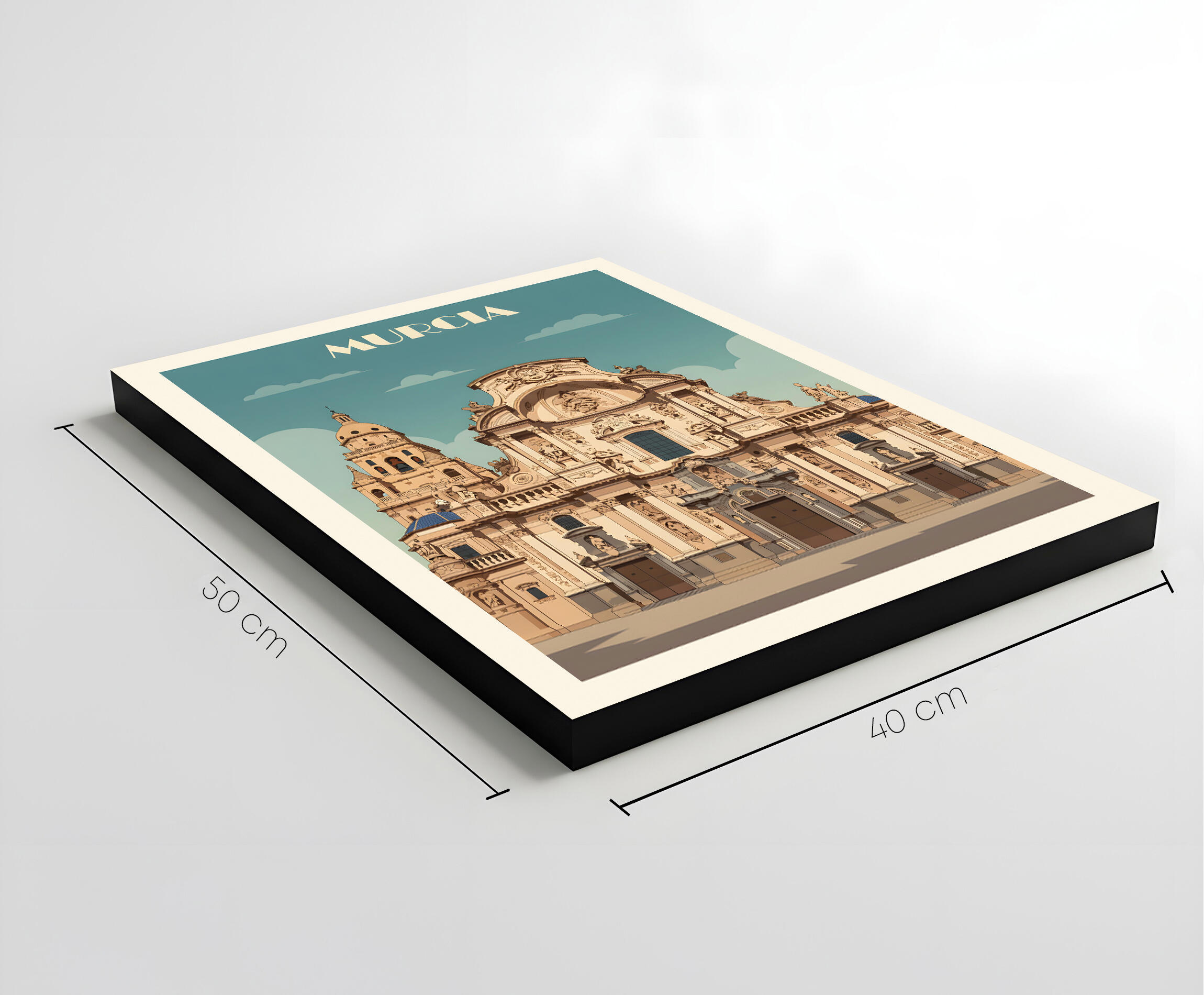Pintura impresa sin marco Urban city de 40 x 50 cm. MDF Ciudad Retro Catedral Murcia multicolor - 4
