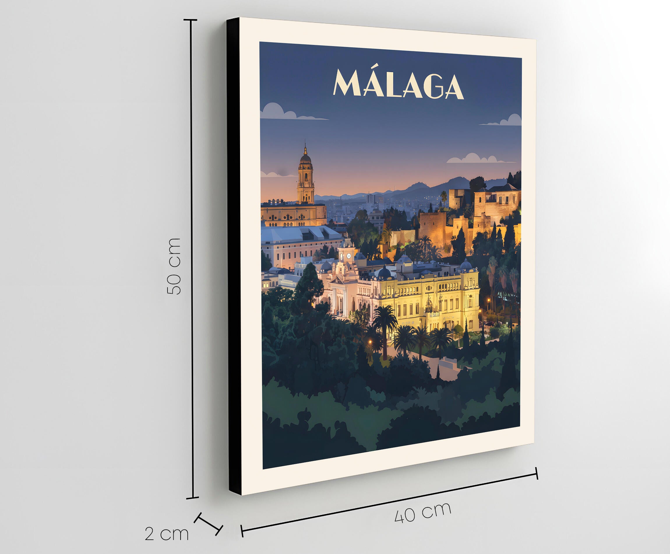 Pintura impresa sin marco Urban city de 40 x 50 cm. MDF Ciudad Retro Alcazaba Málaga multicolor - 3