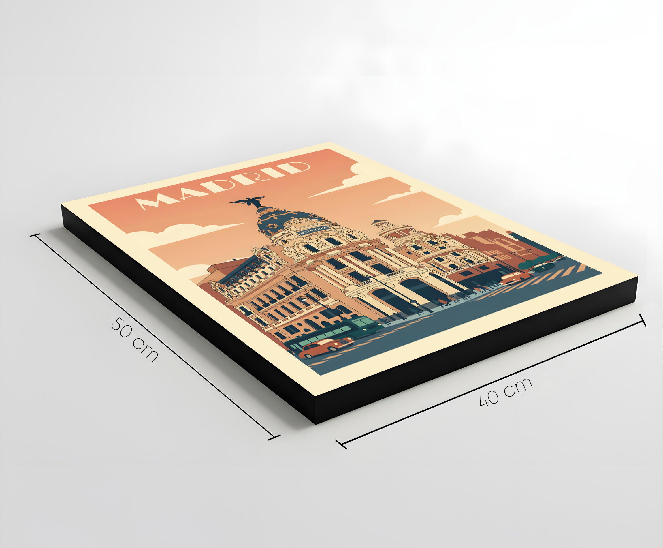 Pintura impresa sin marco Urban city de 40 x 50 cm. MDF Ciudad Retro Edificio Metrópolis Madrid multicolor - 4