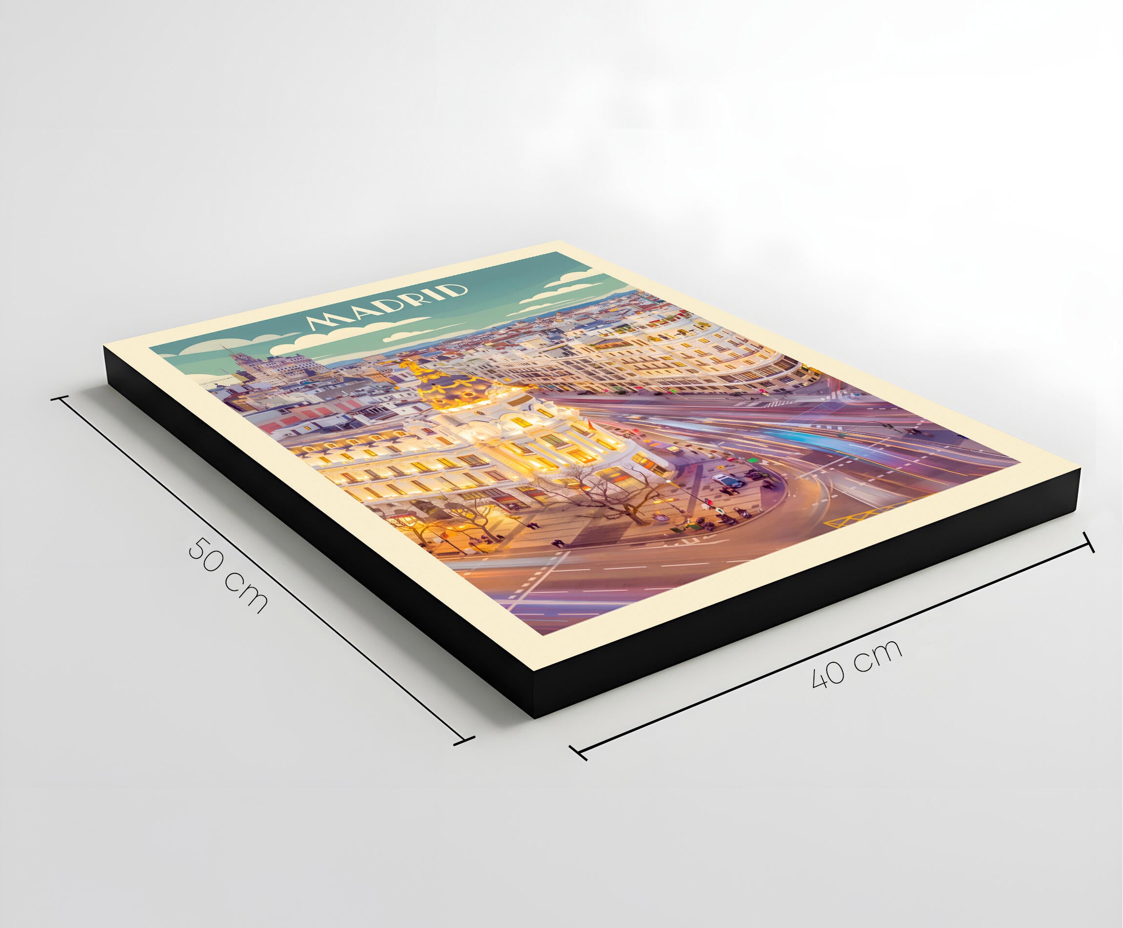 Pintura impresa sin marco Urban city de 40 x 50 cm. MDF Ciudad Retro Gran Via Madrid multicolor - 4