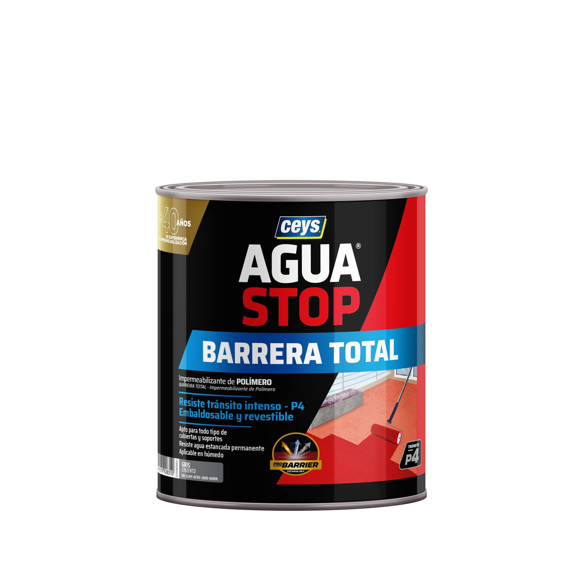 Pintura impermeabilizante exterior AGUASTOP Barrera Total color gris para tejados, terrazas de multimaterial 1KG. Poliuretano. Para impermeabilizar. - 2