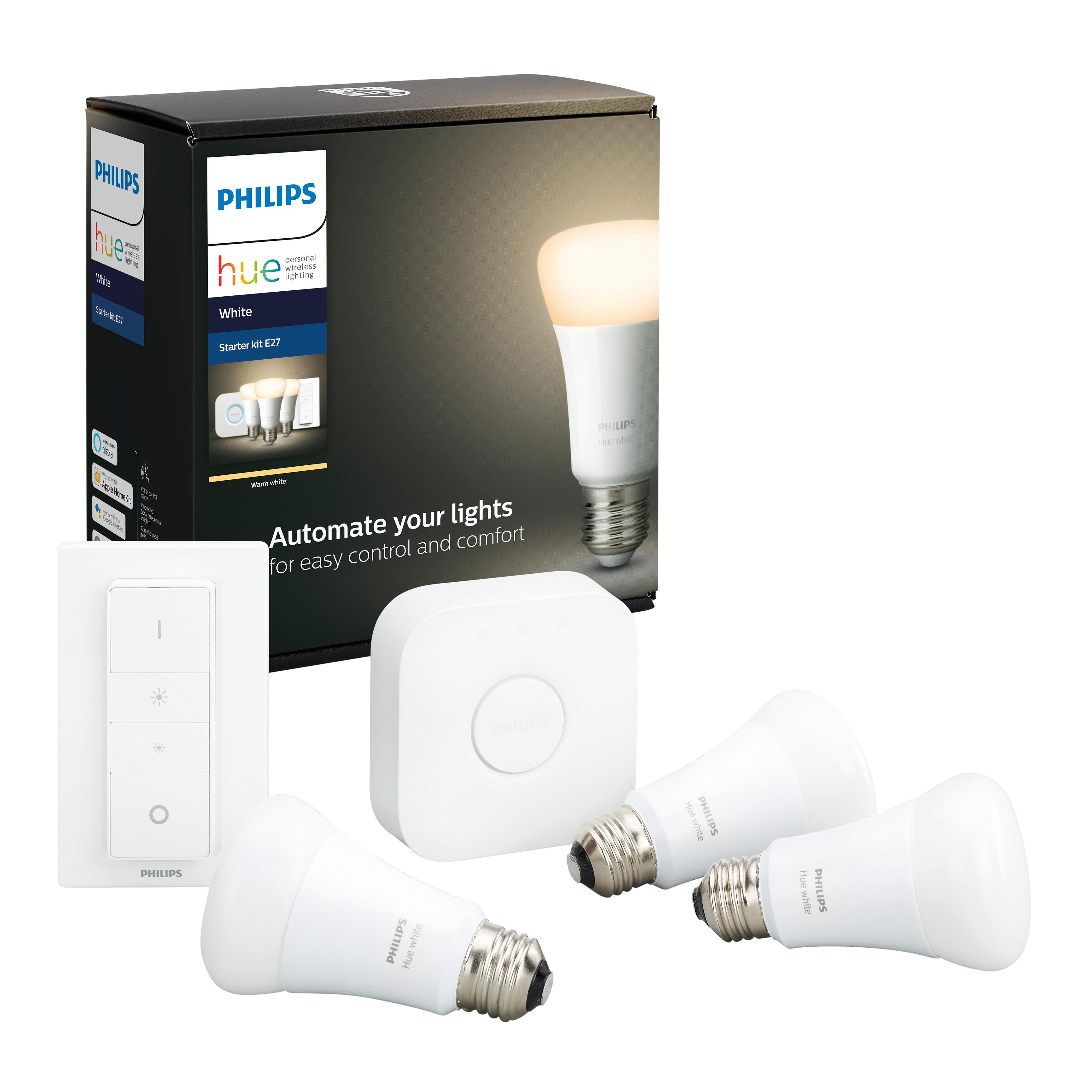 Set da 3 lampadine HUE WHITE BLUETOOTH + BRIDGE + DIMMER, LED, E27 goccia, opaco, luce calda, 9W= 806 LM 150° dimmerabile, PHILIPS HUE - 4