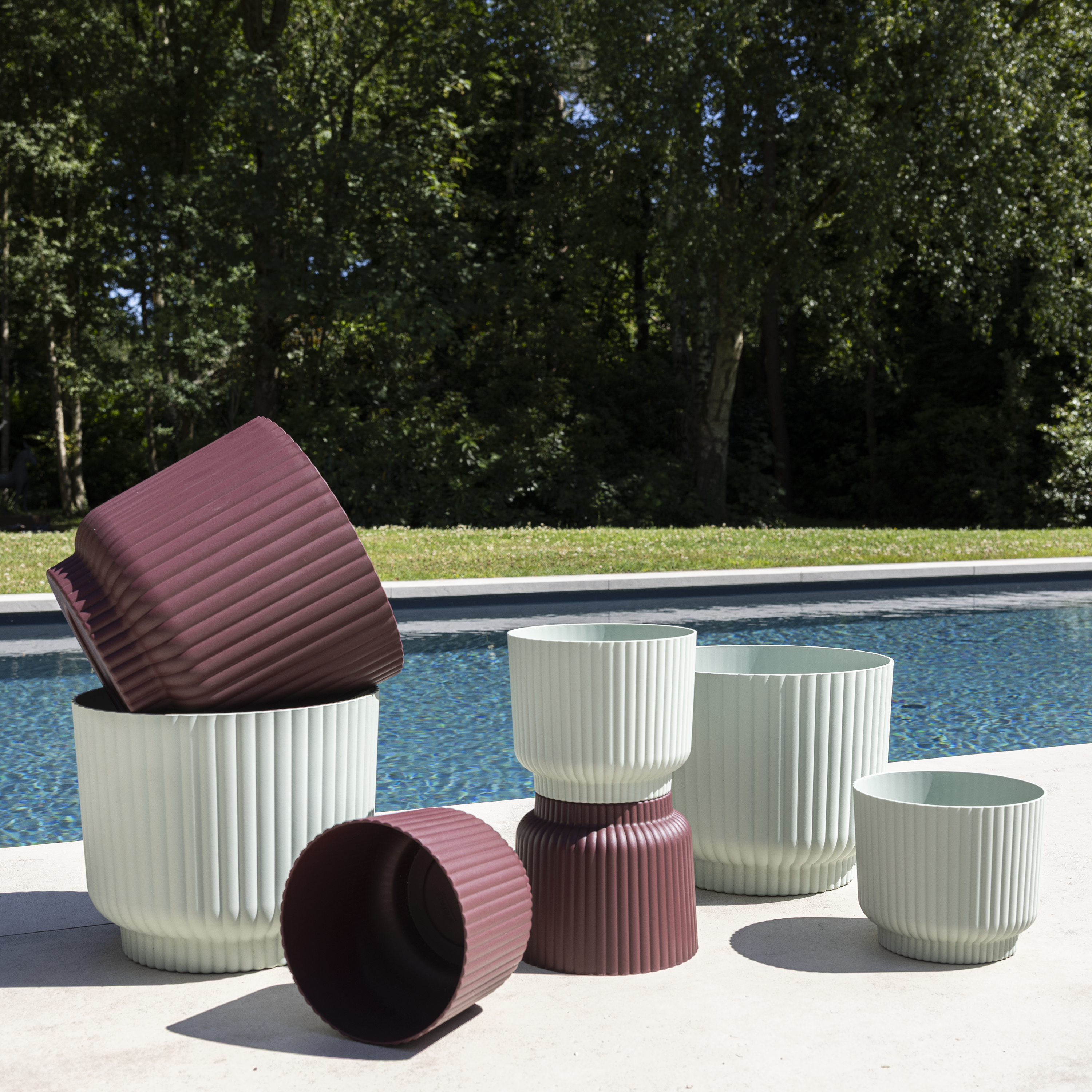 Vaso plástico decorativo Geolia Alvão ø25 cm Bordô - 5
