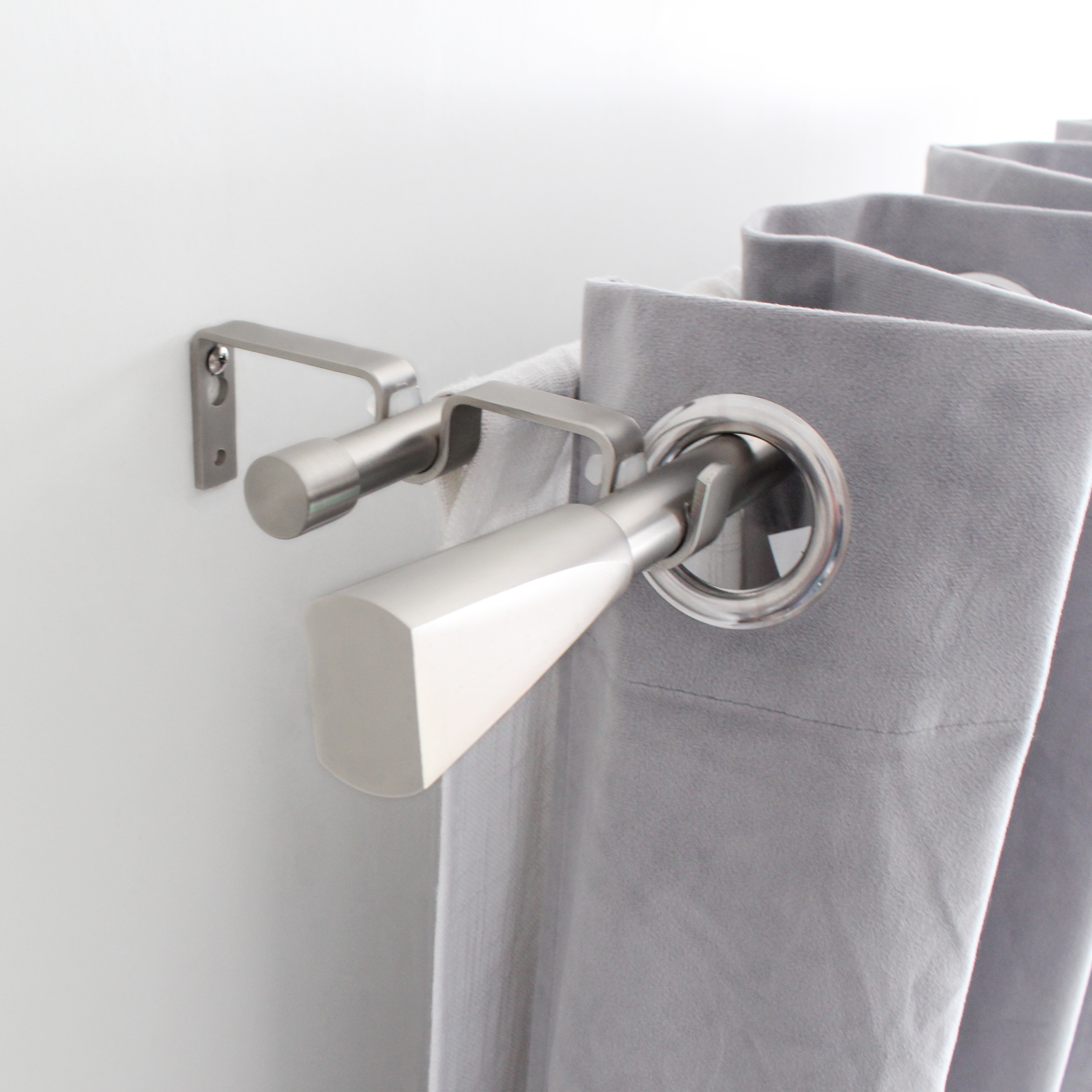 Kit 1 barra para cortina acero cromo mate a pared, ventana, entre 2 paredes Pommel INSPIRE diámetro 19 mm extensible 160-385 cm  - 3
