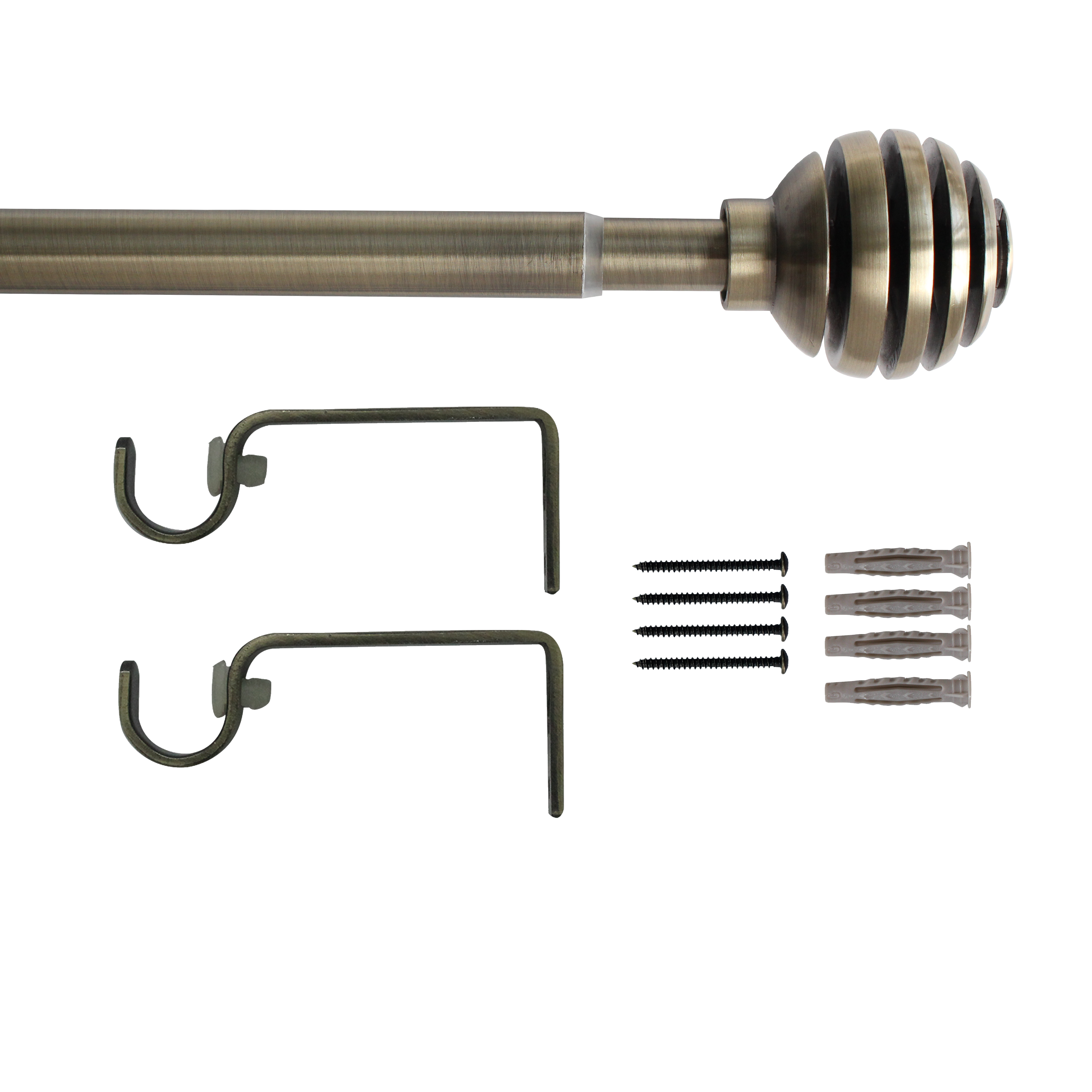 Kit de tringle à rideaux laiton brossé Elip, L.120 - 210.0 cm, diam.19.0 mm, INS - 2