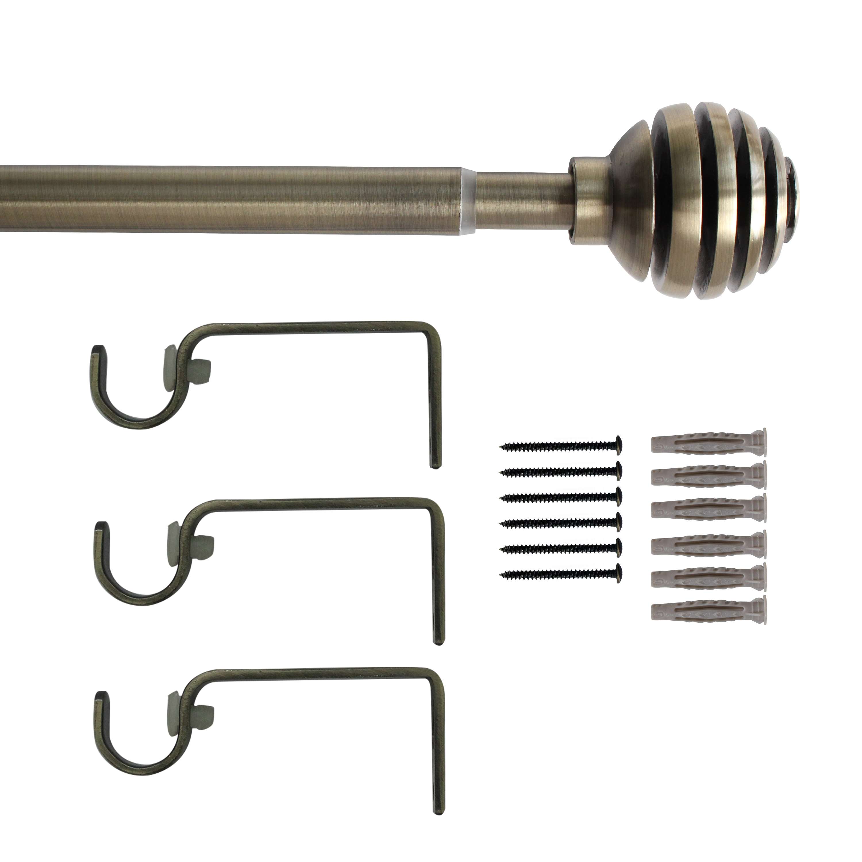Kit de tringle à rideaux laiton brossé Elip, L.210 - 385.0 cm, diam.19.0 mm, INS - 2