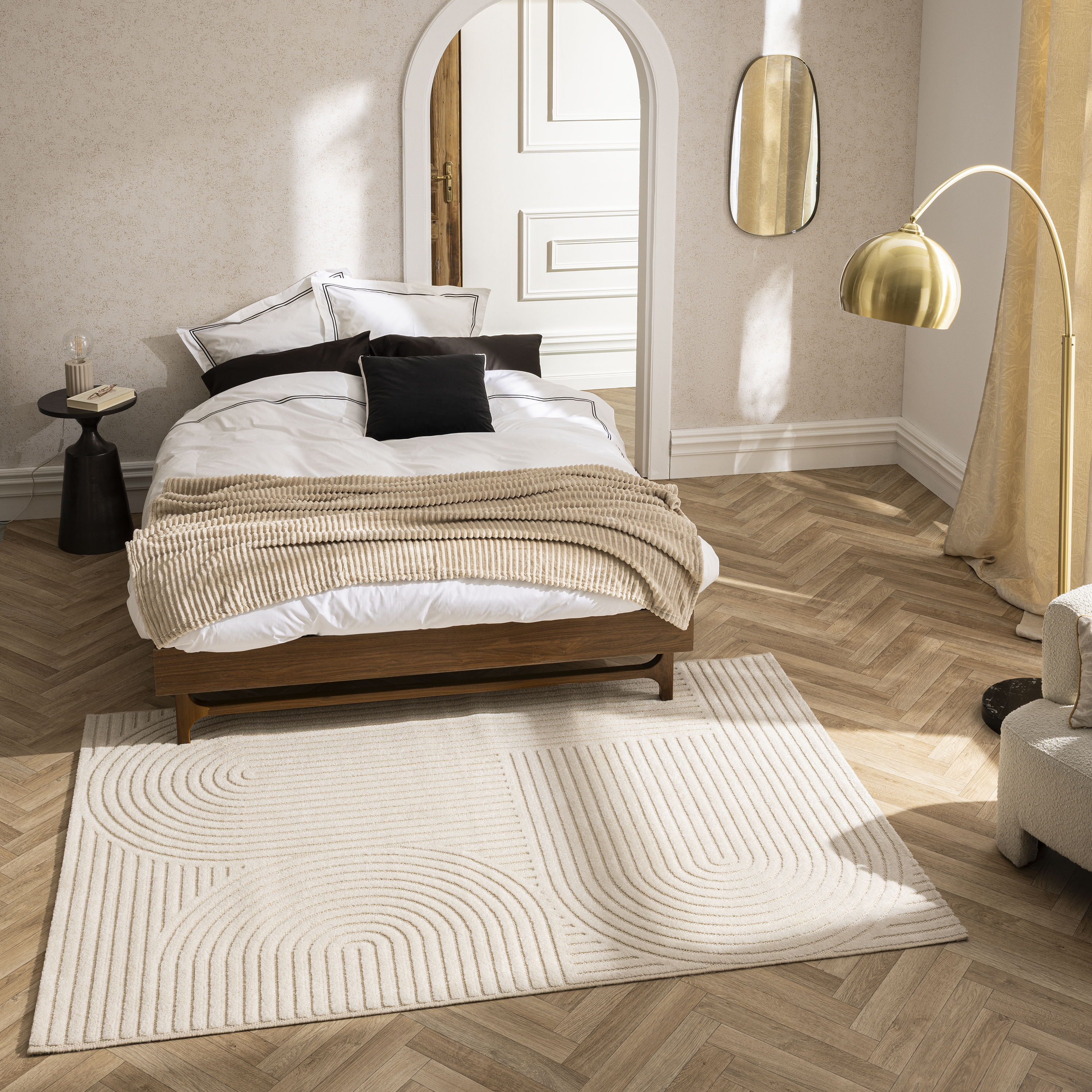 Tapete liso Loop 120x170cm bege Inspire - 4