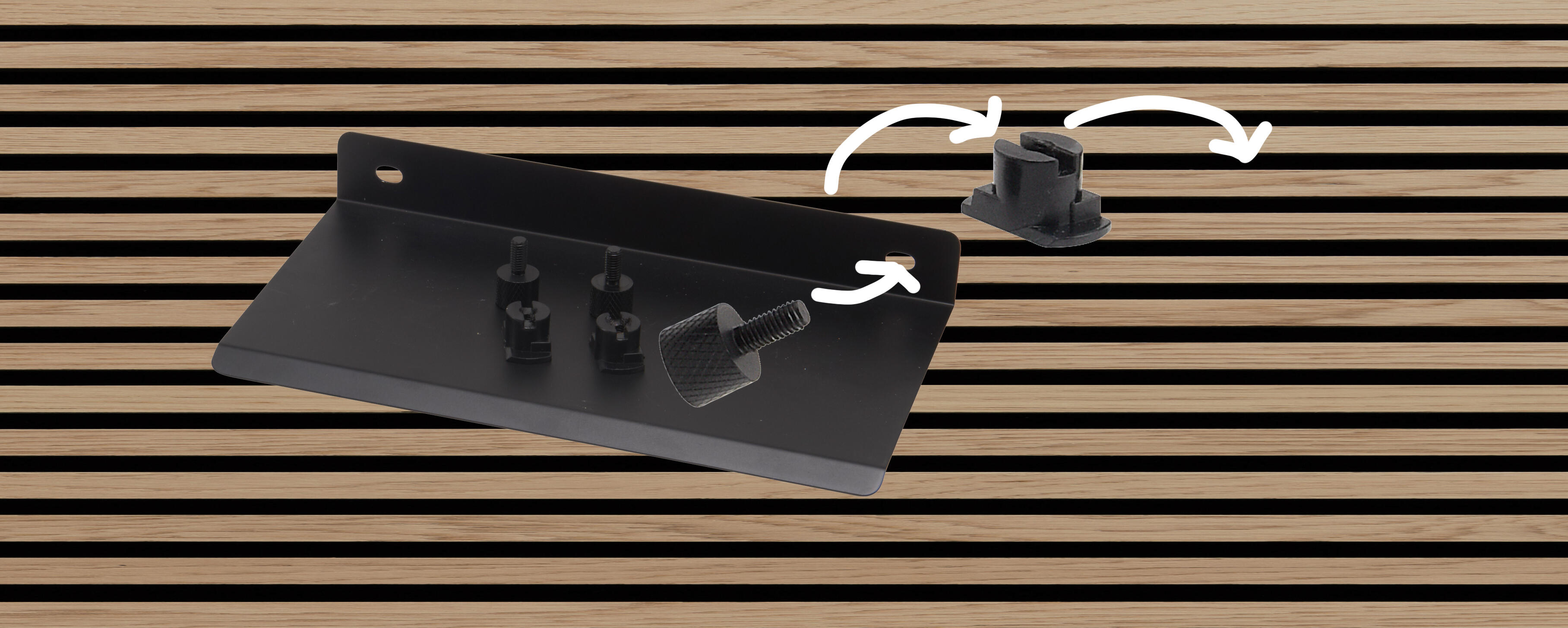 Supporto a parete  FibroTech in acciaio nero satinato 2 ganci L 19.4 x H 2.4 cm - 10