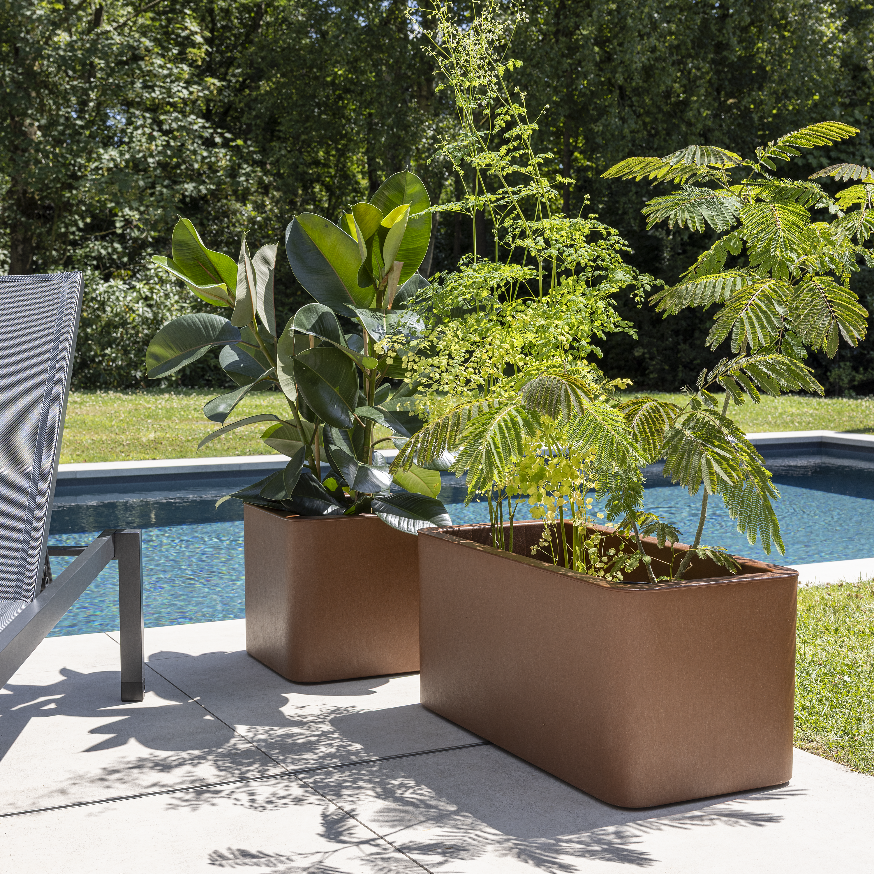 Vaso de plástico quadrado Corten Naterial 40x40cm castanho - 5
