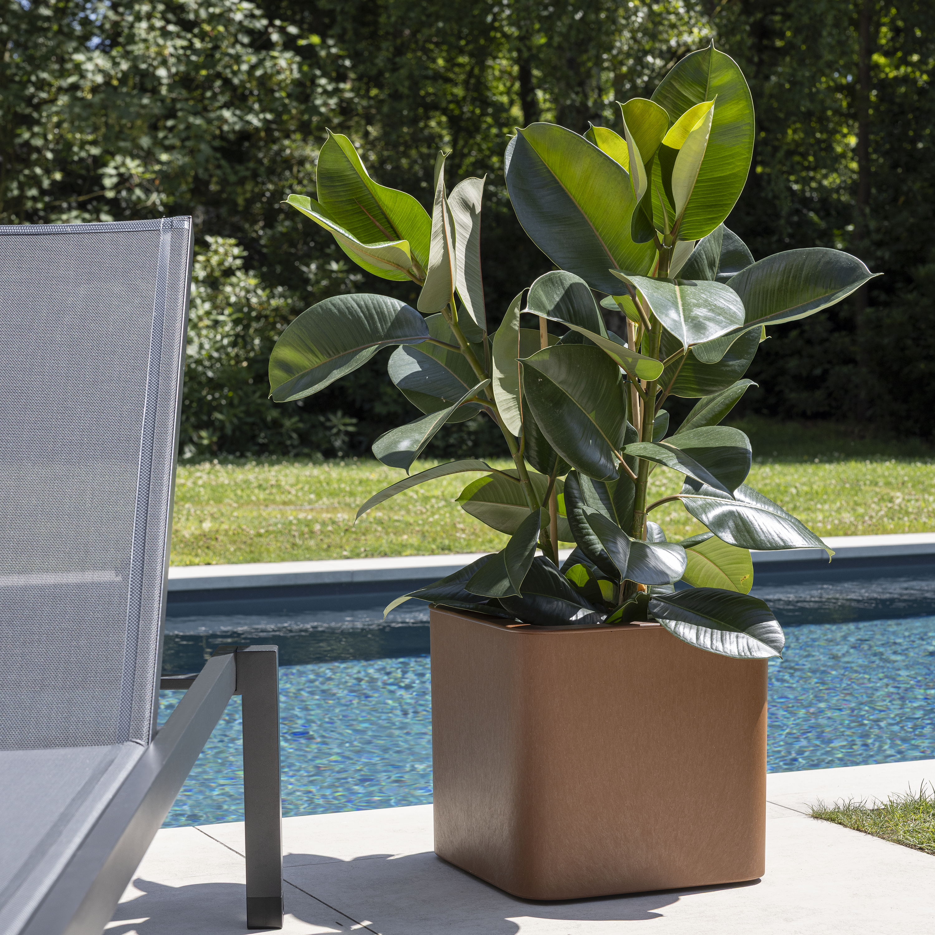 Vaso de plástico quadrado Corten Naterial 40x40cm castanho - 4