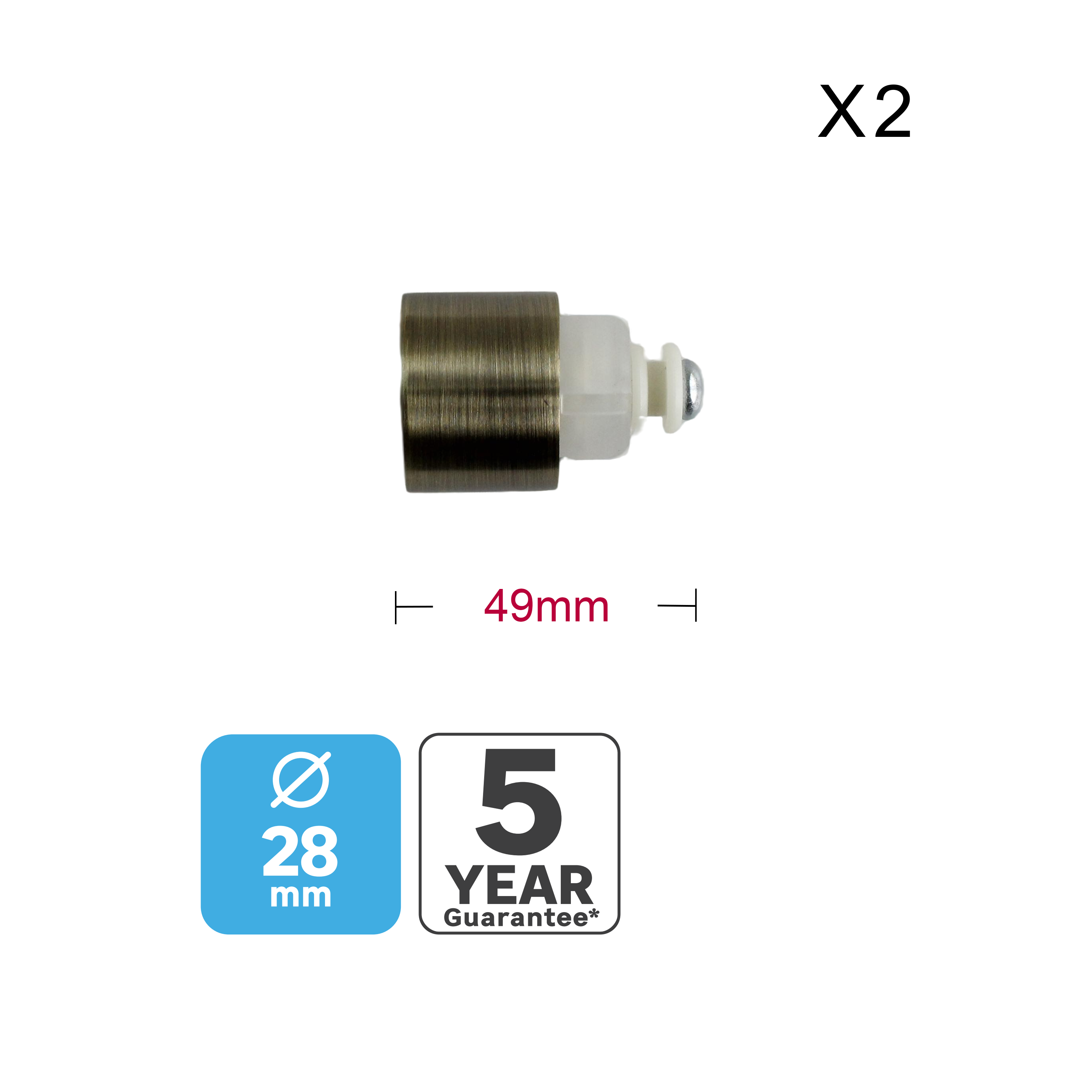 2 terminais para varão de cortina D28mm alumínio Neo bronze Inspire dourado - 4