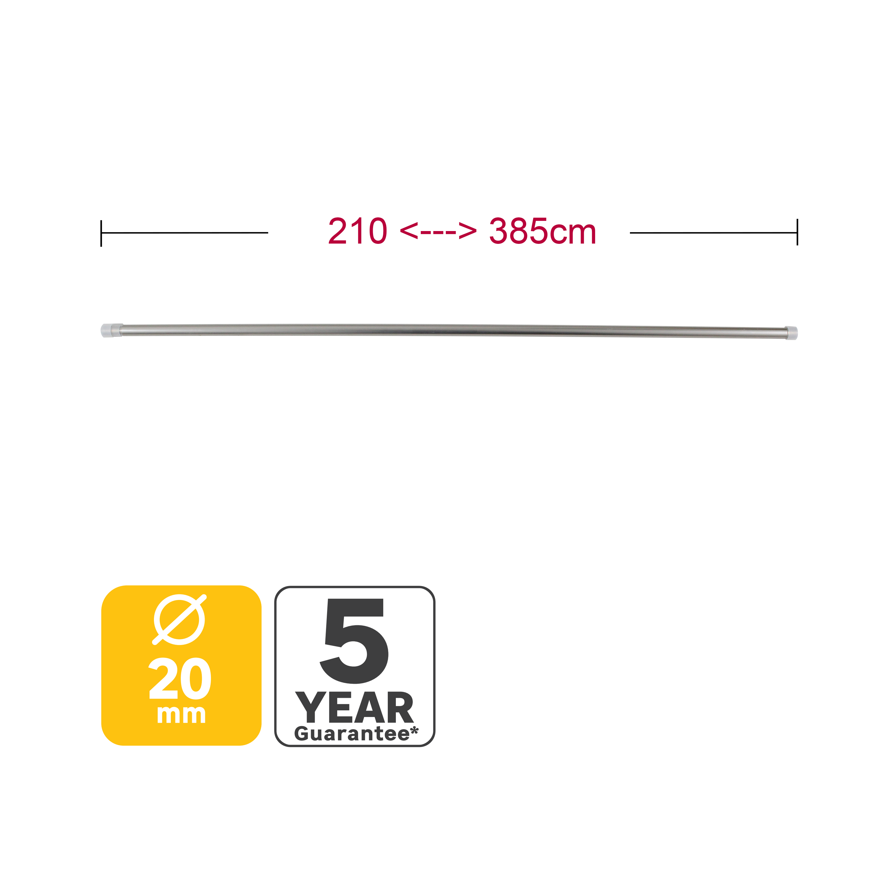Varão de cortinado extensível Easyfix D20 210-385cm Inspire cromado - 4
