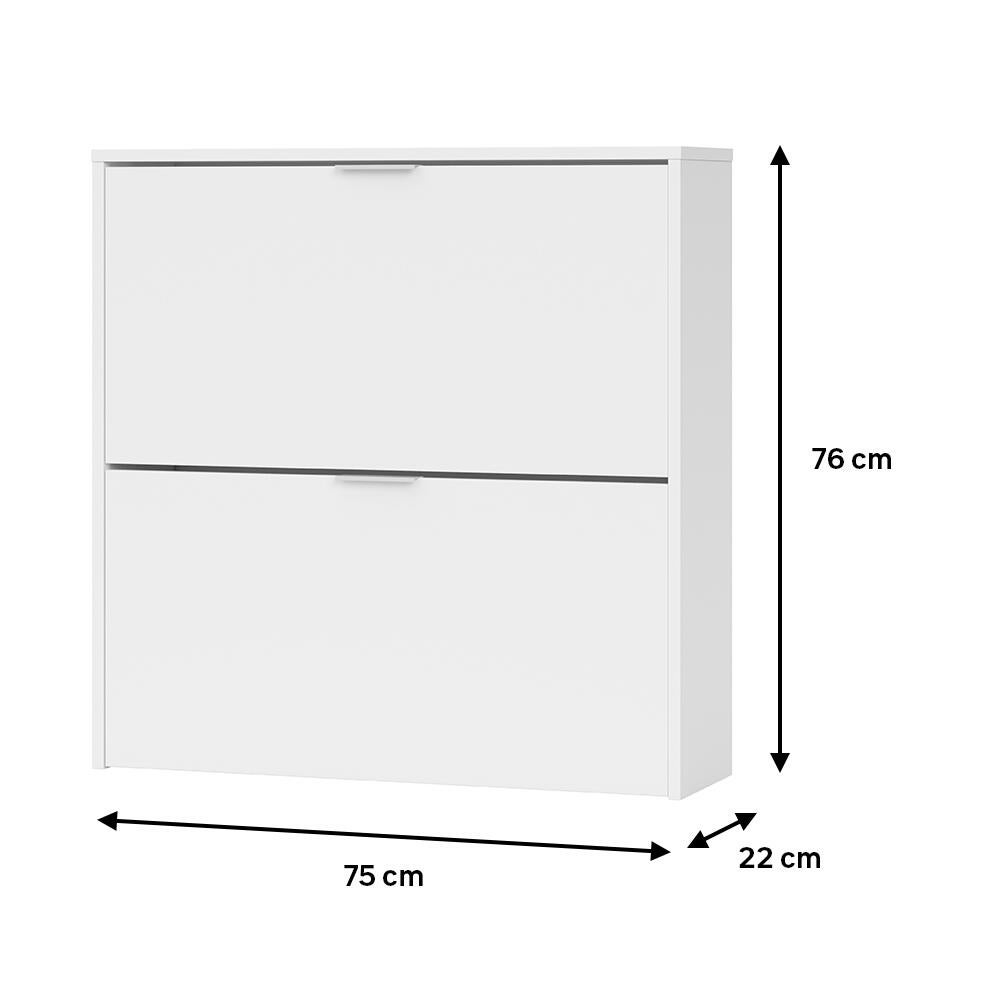 Zapatero con 2 compartimentos para 16 pares en melamina color blanco 75x76x22 cm - 2